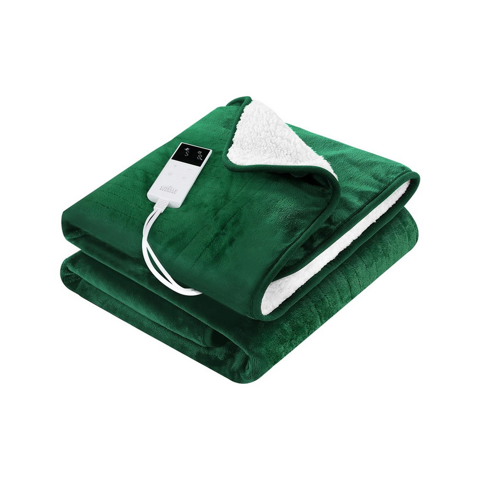 1 Giselle Electric Throw Rug Heated Blanket Double Sided - Green, 1 of 8