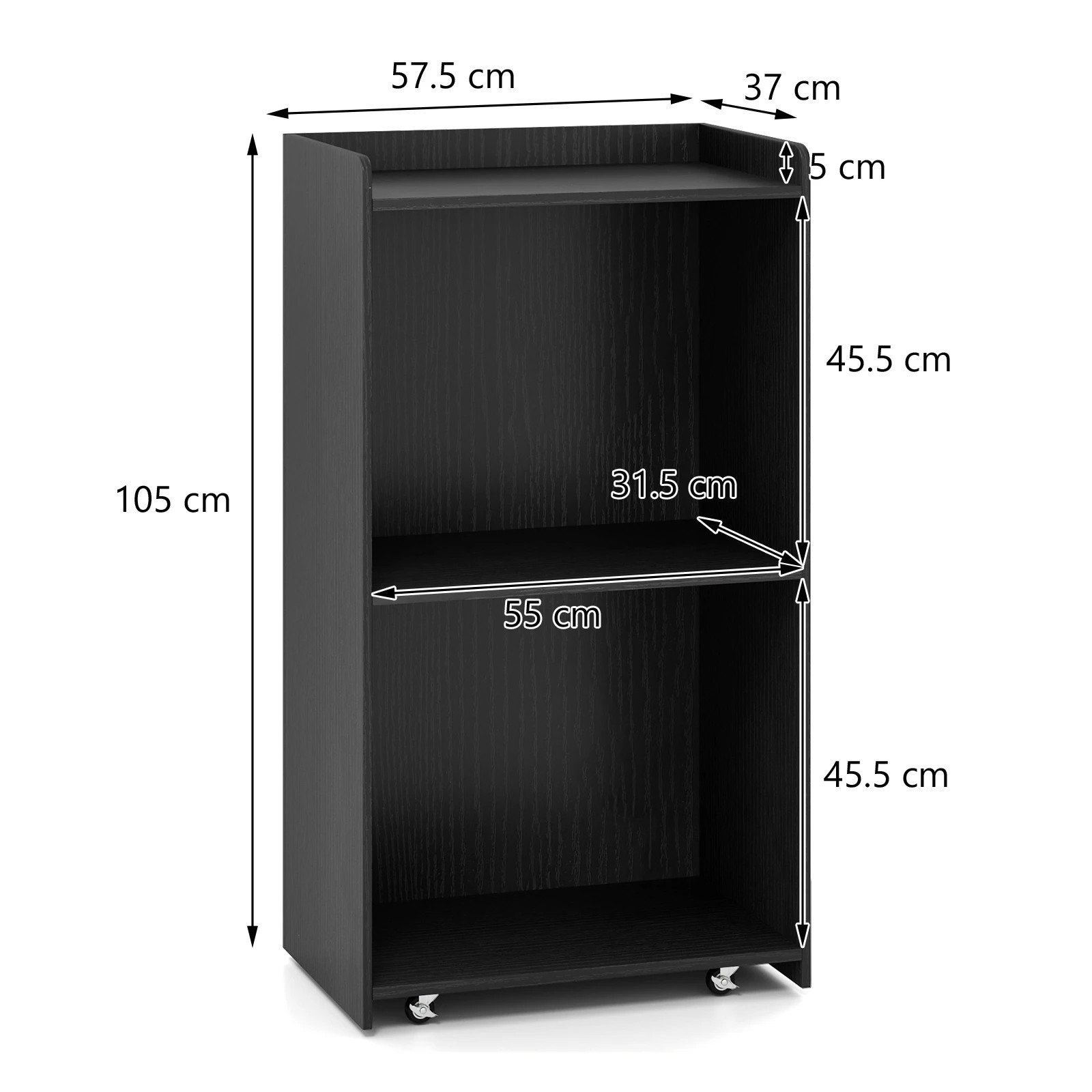 2 Costway 105cm Rolling Lectern Stand Presentation Podium w/Storage Shelves - Black, 2 of 6