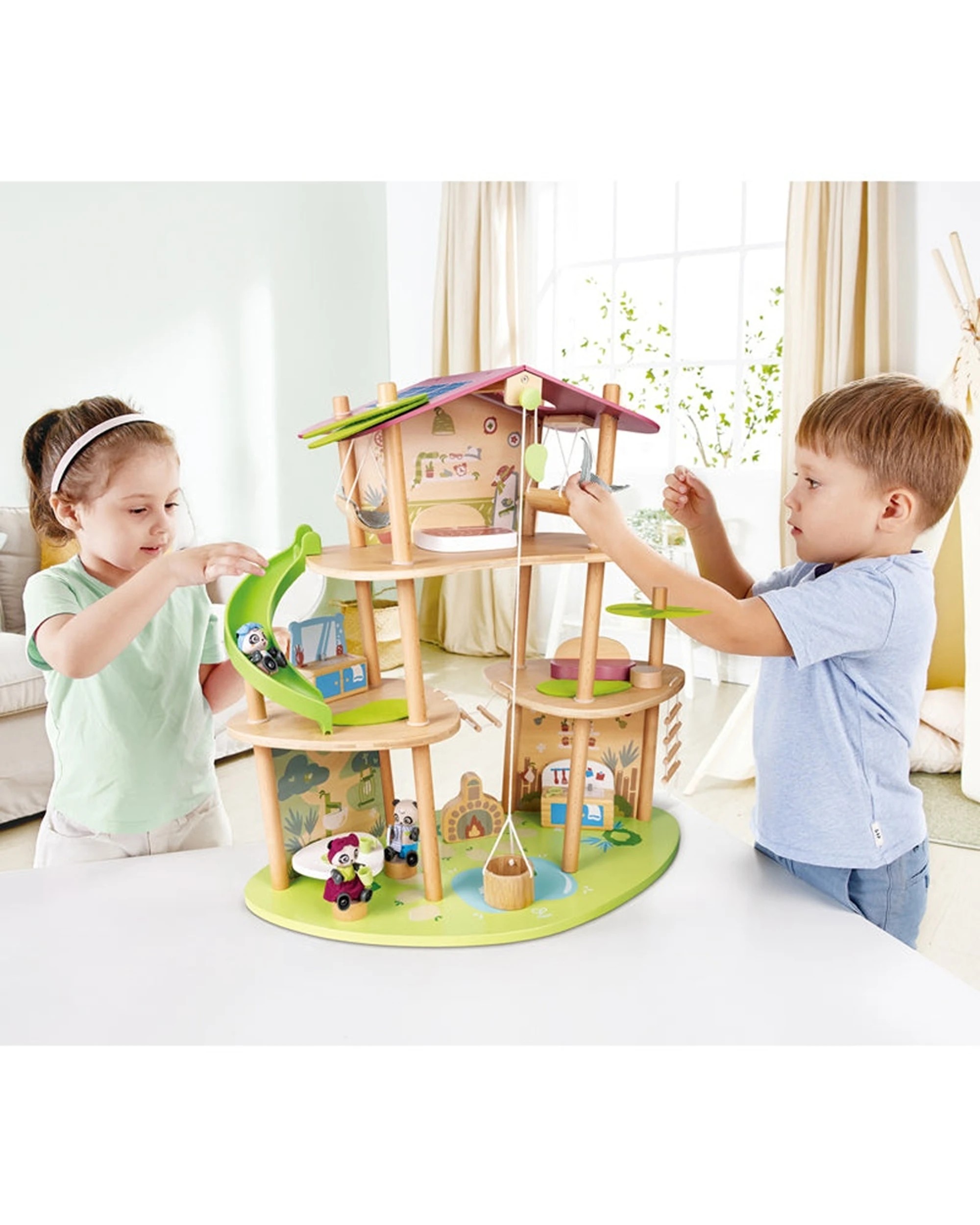 4 Hape Pandas’ Bamboo House Wooden Toy Dollhouse With Accessories - Multi, 4 of 4