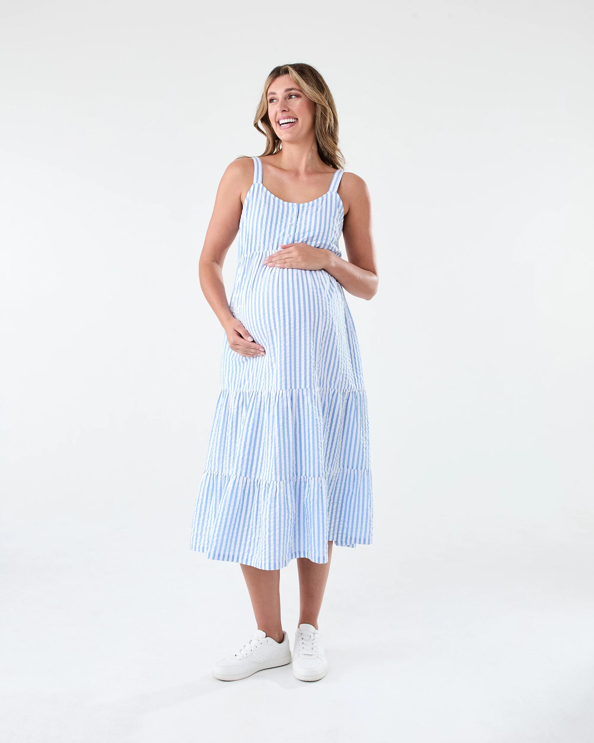 1 Maternity Sleeveless Dress Blu Stripe, 1 of 8