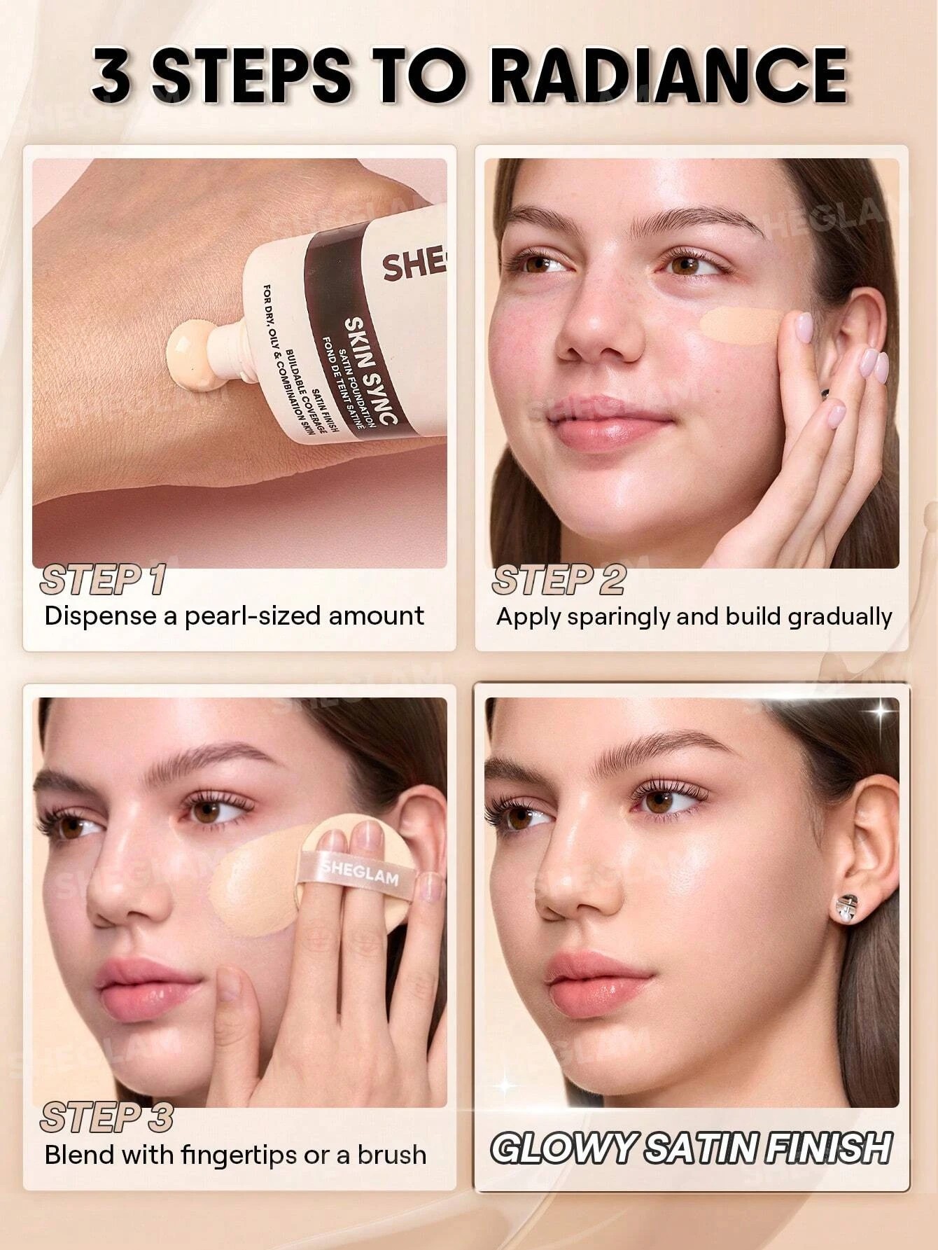 7 SHEGLAM Skin Sync Satin Foundation - Shell, 7 of 10