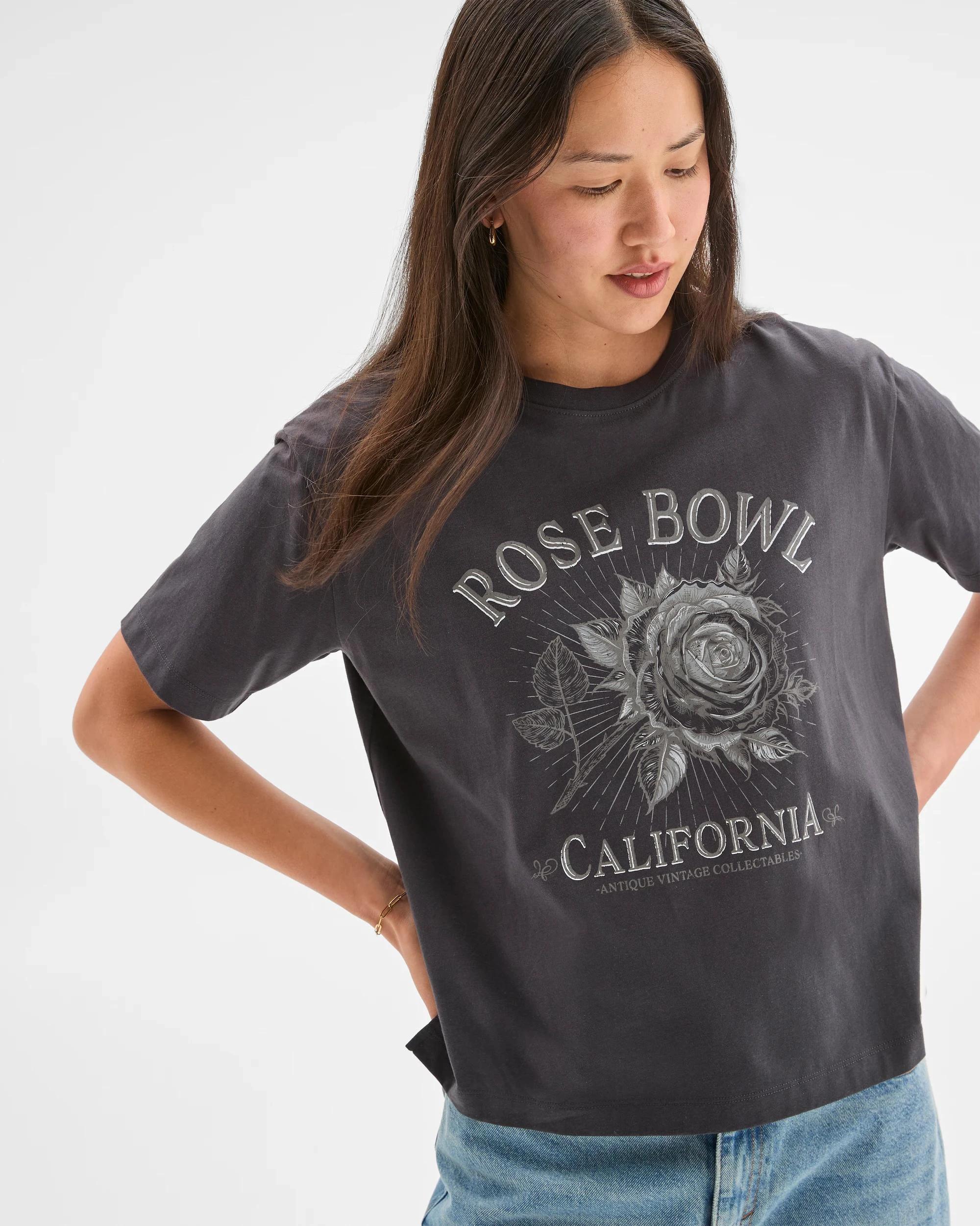 1 Target Australian Cotton Step Hem Boxy Crop T-Shirt ROSE BOWL PHANTOM, 1 of 5