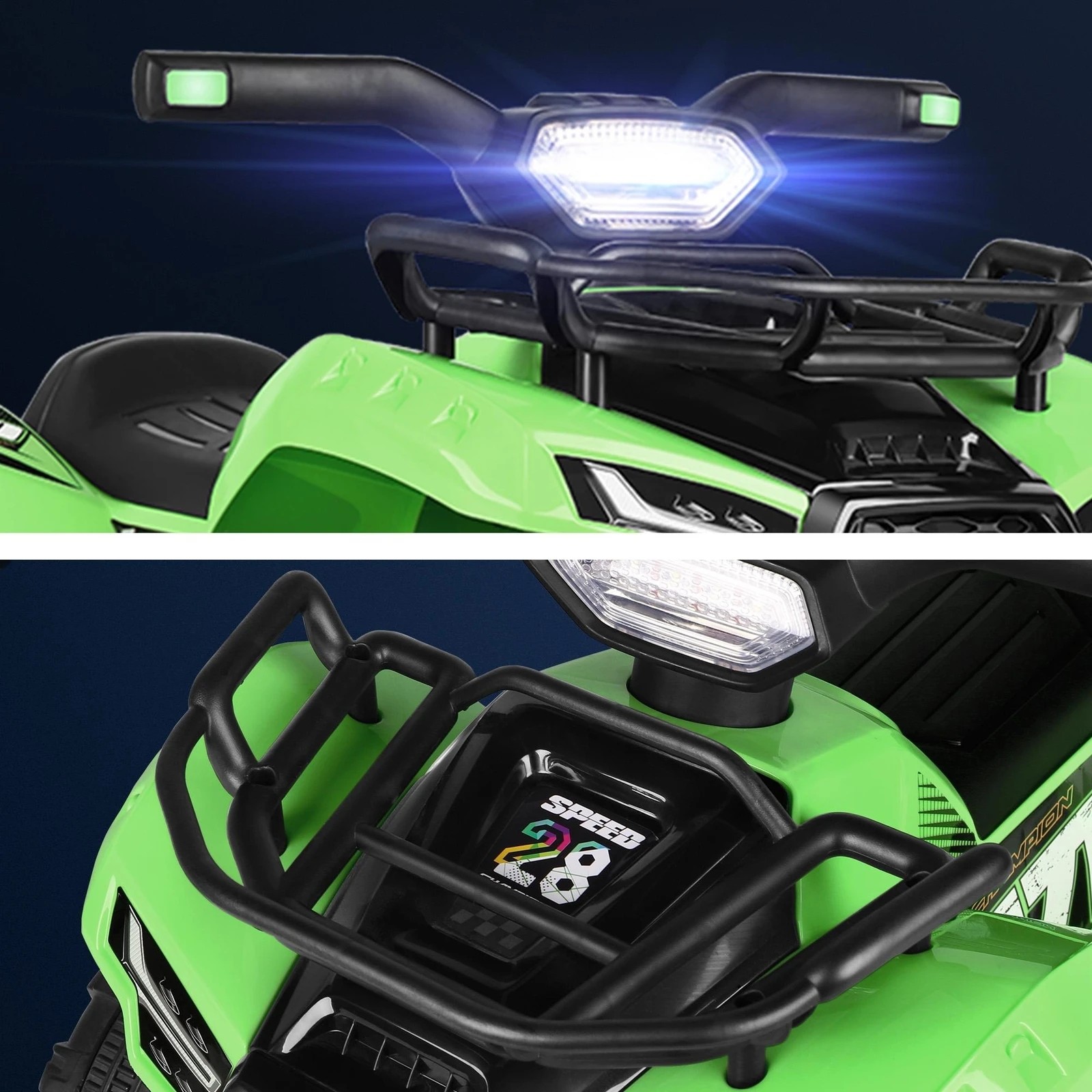 8 Alfordson Kids Ride On Car Electric ATV Toy 25W Motor W/ USB MP3 LED Light - Green, 8 of 10