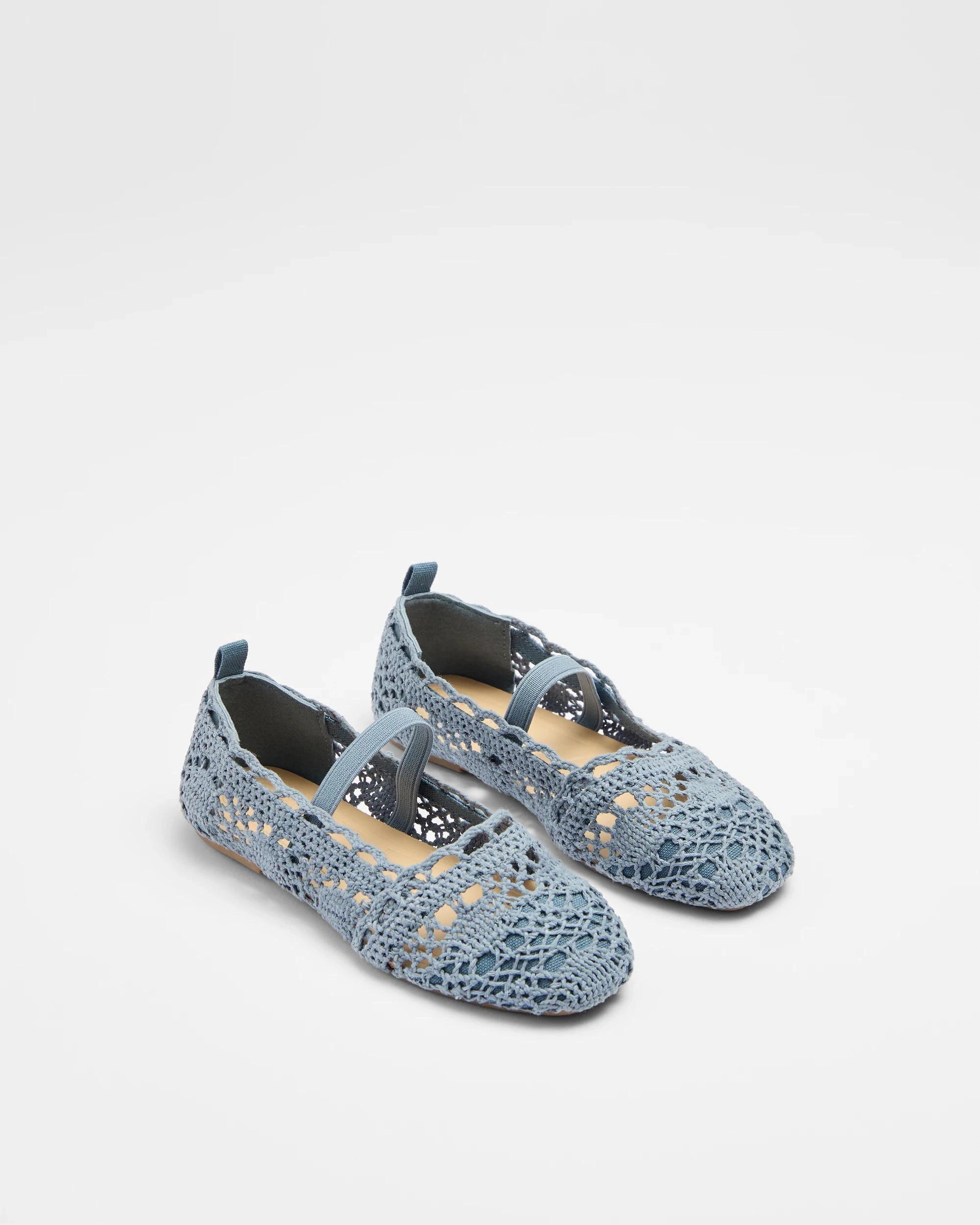 2 Target Girls Junior Crochet Ballet Flat BLUE, 2 of 3