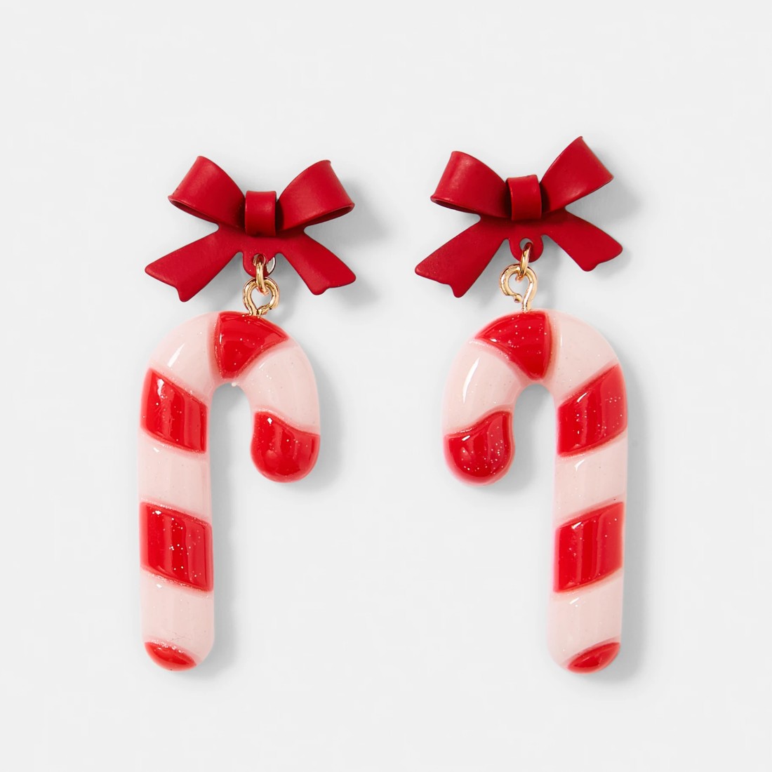 1 Christmas Candy Cane Earrings - Red, 1 of 5