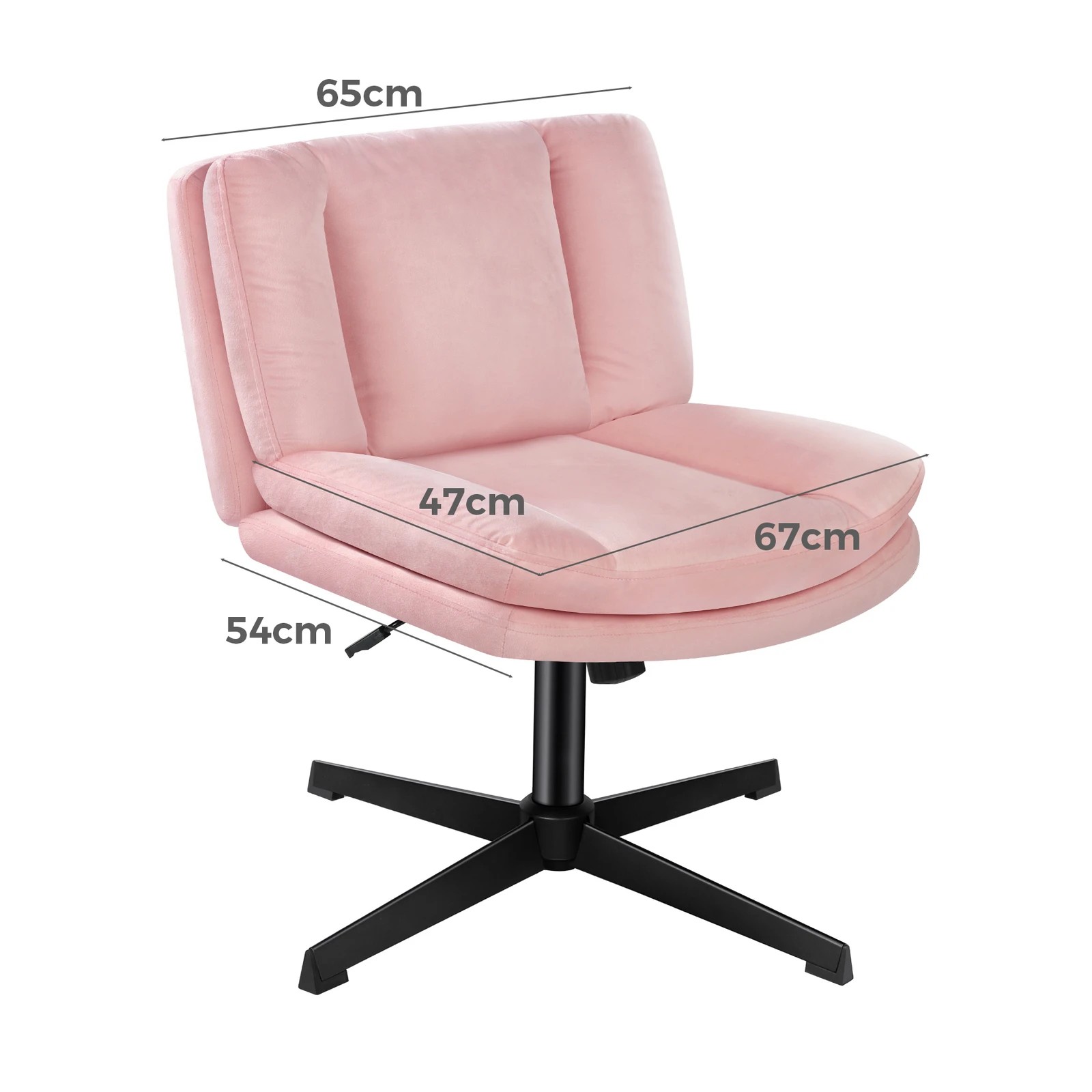 6 Alfordson Armless Office Desk Chair Mid Back Wide Seat Velvet - Pink, 6 of 7