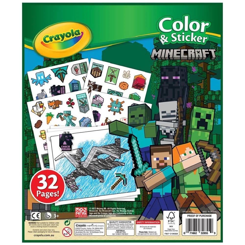 2 Crayola Colour & Sticker Book Minecraft, 2 of 3