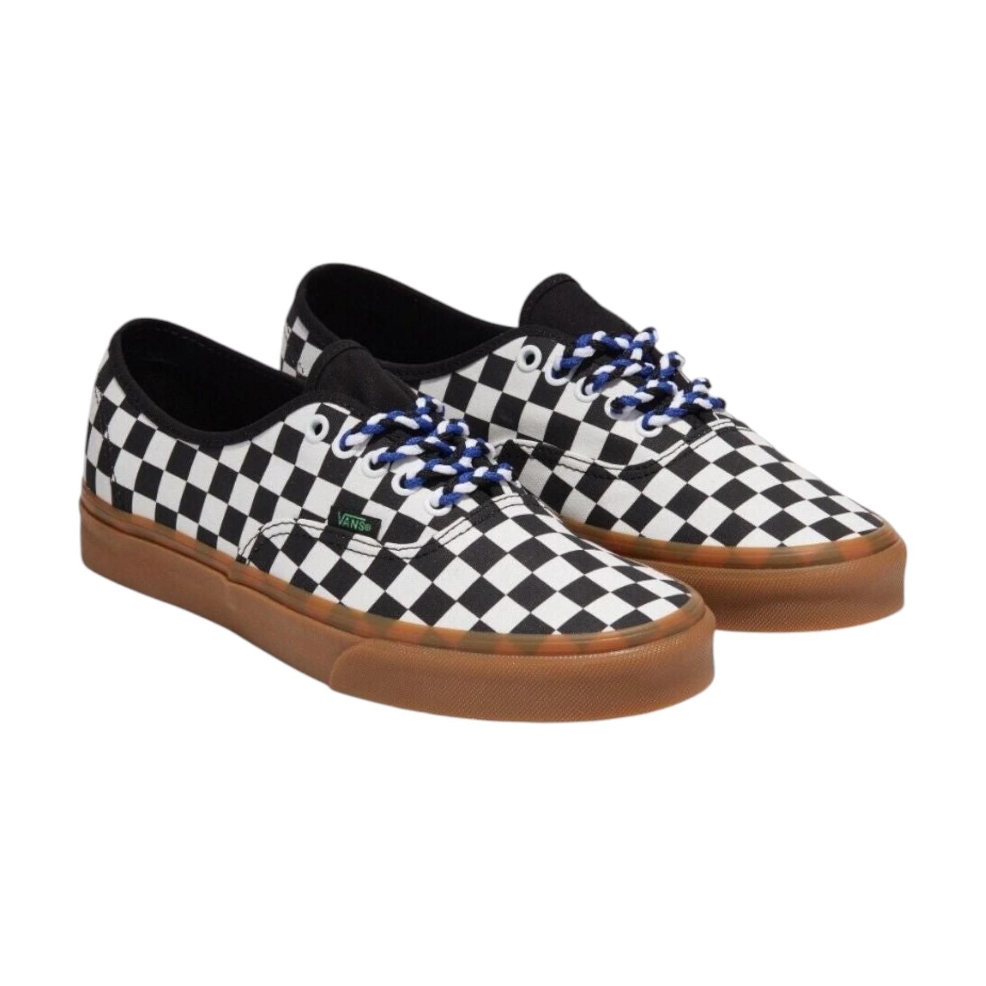3 Vans Mens Authentic Checkerboard Black/ White Lace Up Shoes BLACK/WHITE, 3 of 6