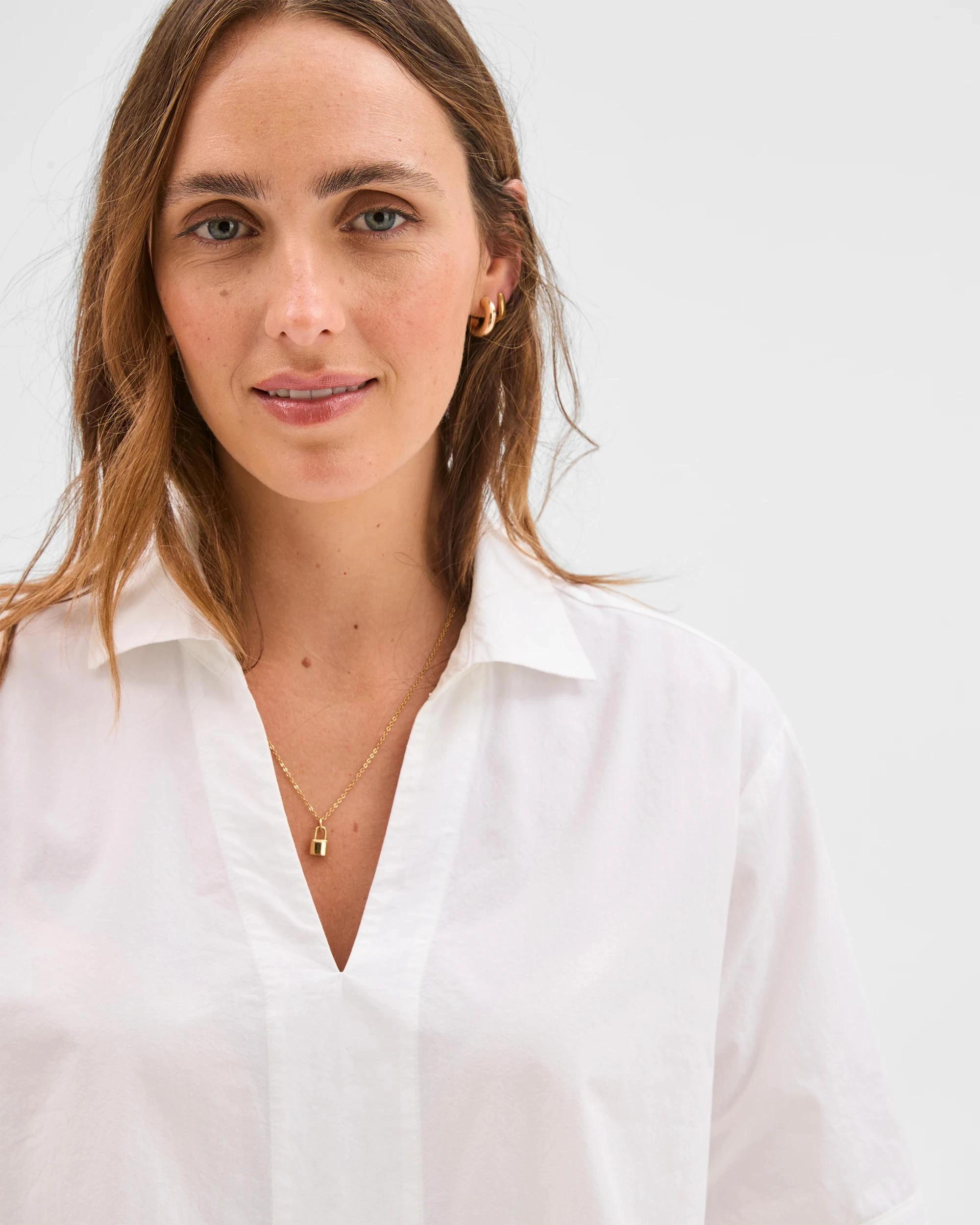 5 Target Woman Australian Cotton Short Sleeve Popover Tunic WHITE, 5 of 6