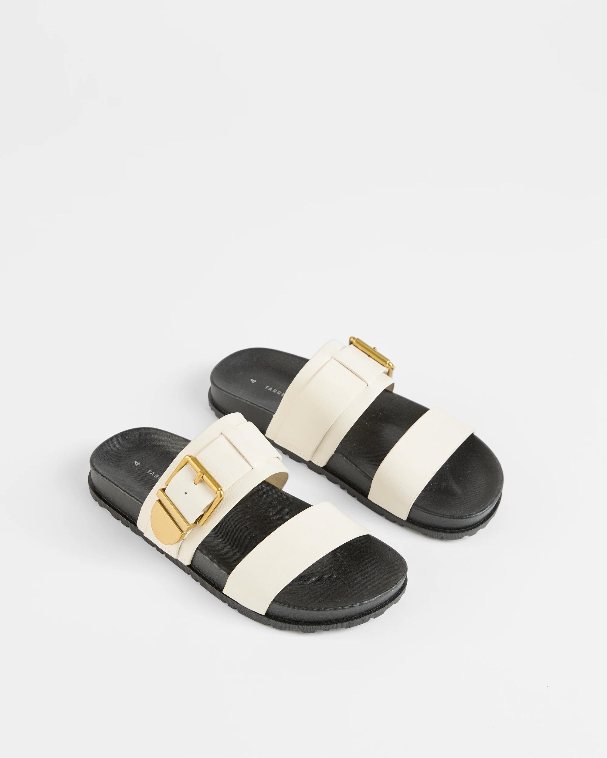 2 Target Girls Senior Double Strap Buckle Flat WHITE, 2 of 3