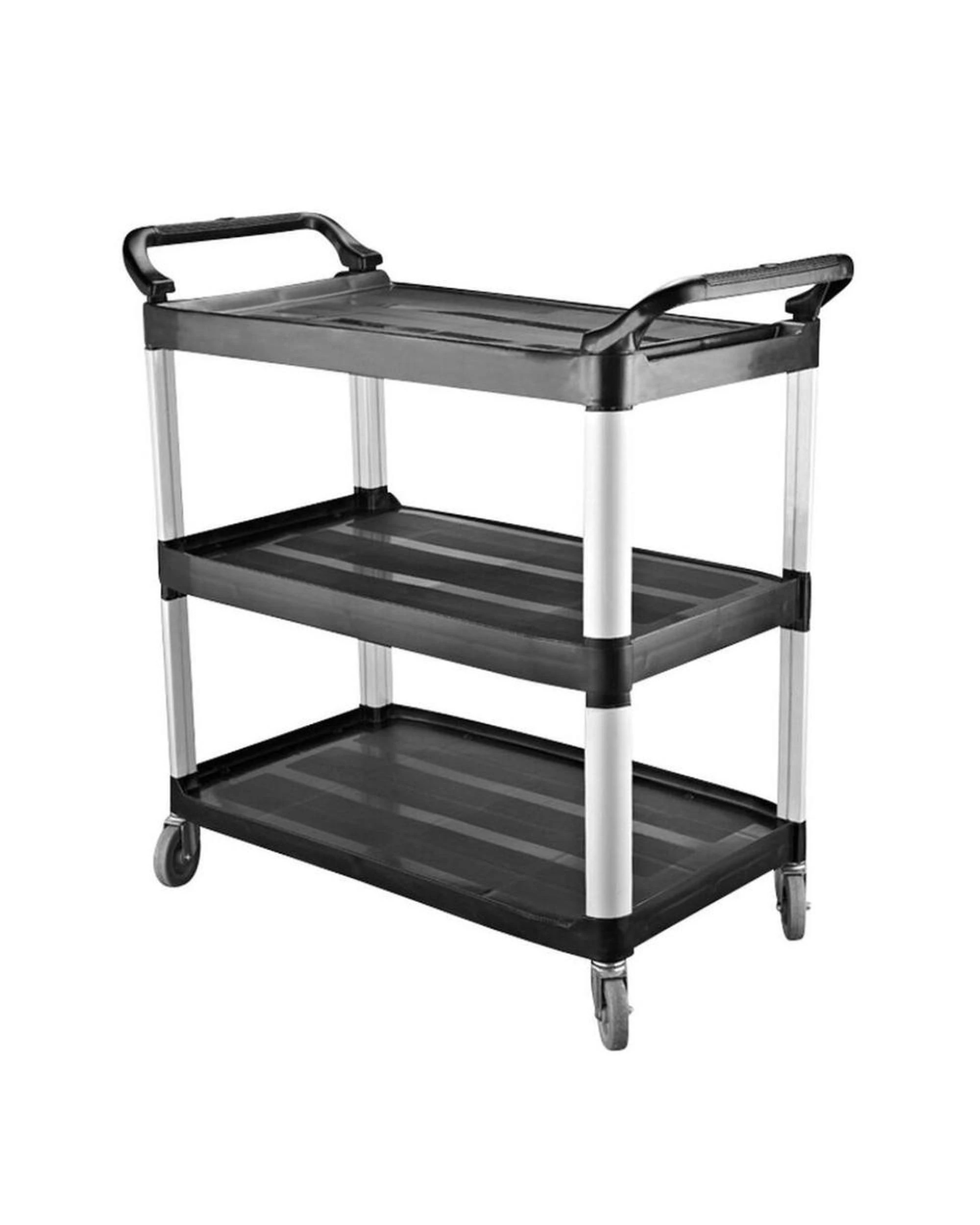 1 Caterrax Utility Trolley Black Plastic 3 Shelf Kitchen Clearing 1020x500x960mm, 1 of 1