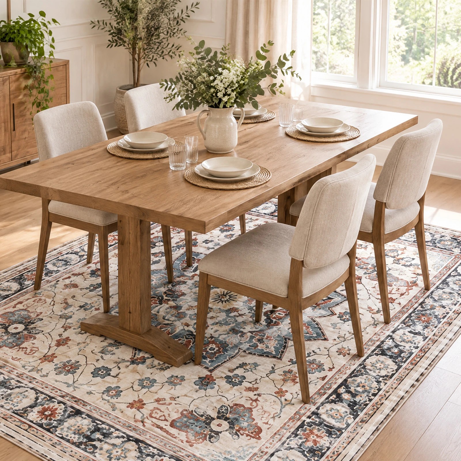 Advwin Large Floor Rug 200 x 230cm Vintage Thick Carpet Non-Slip ...