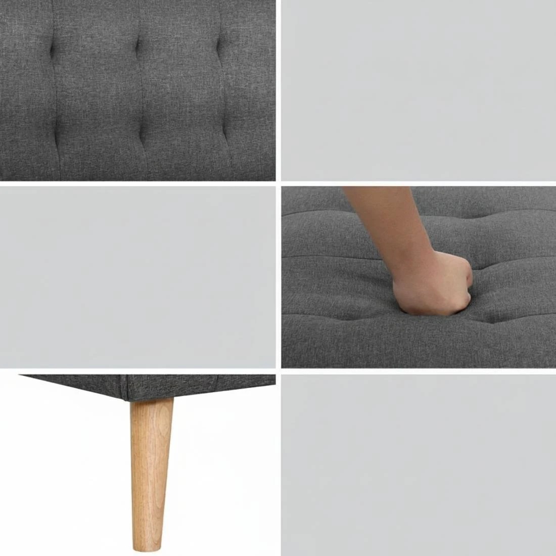 7 Artiss 2x Sofa Bed Couch Single Seater Fabric - Grey, 7 of 7