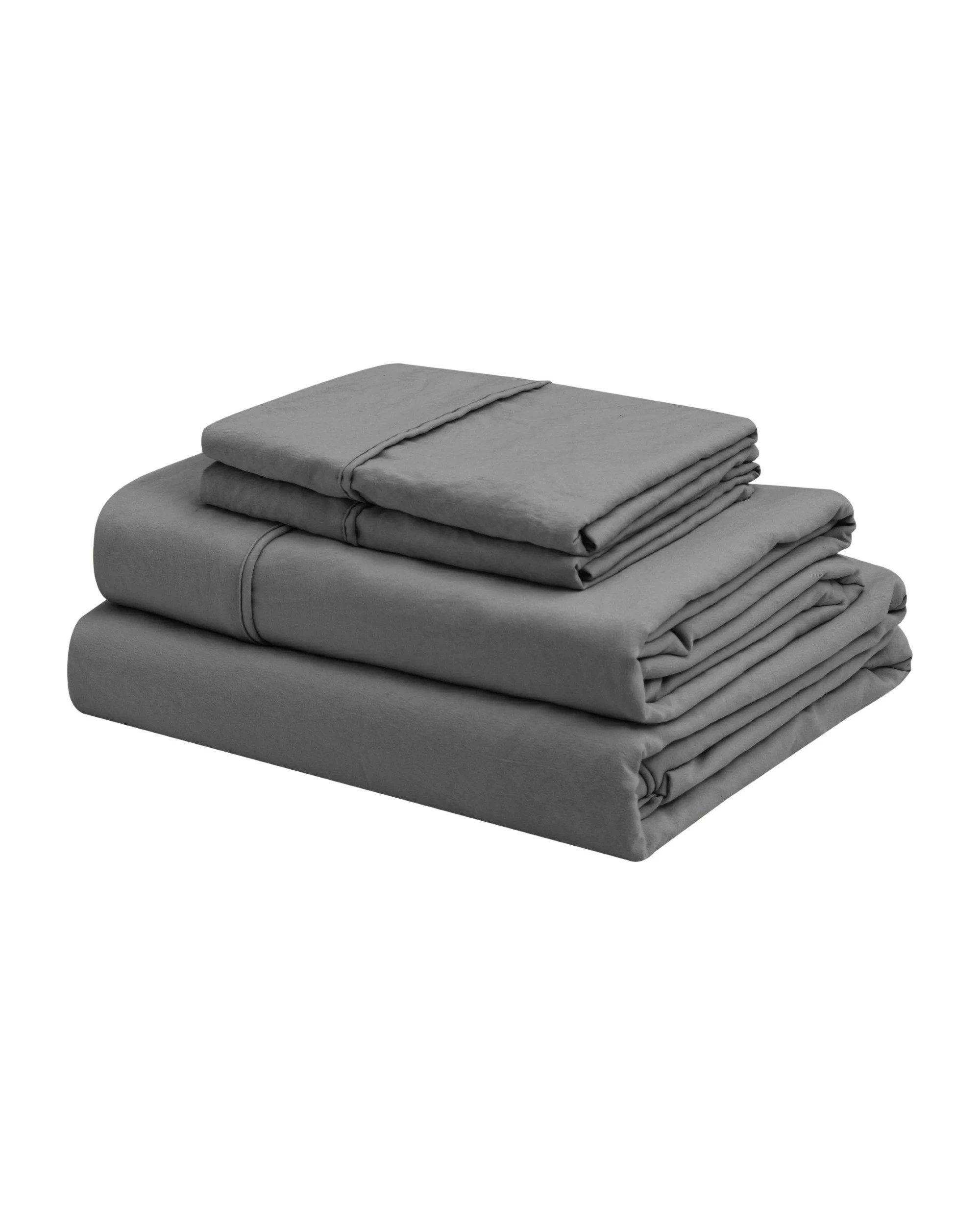 6 Dreamaker Superfine Washed Microfibre Sheet Set - Double Bed - Charcoal, 6 of 6