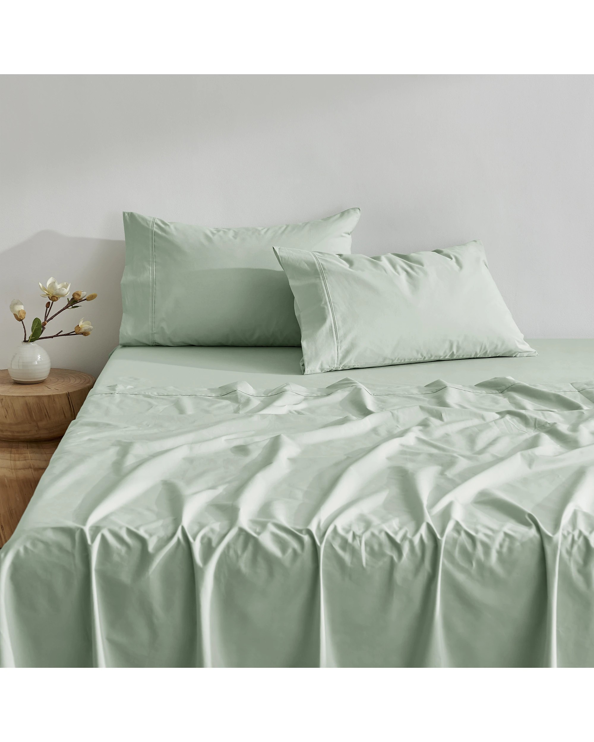 2 Dreamaker 300TC Cotton Percale Sheet Set - Queen Bed - Sage, 2 of 8