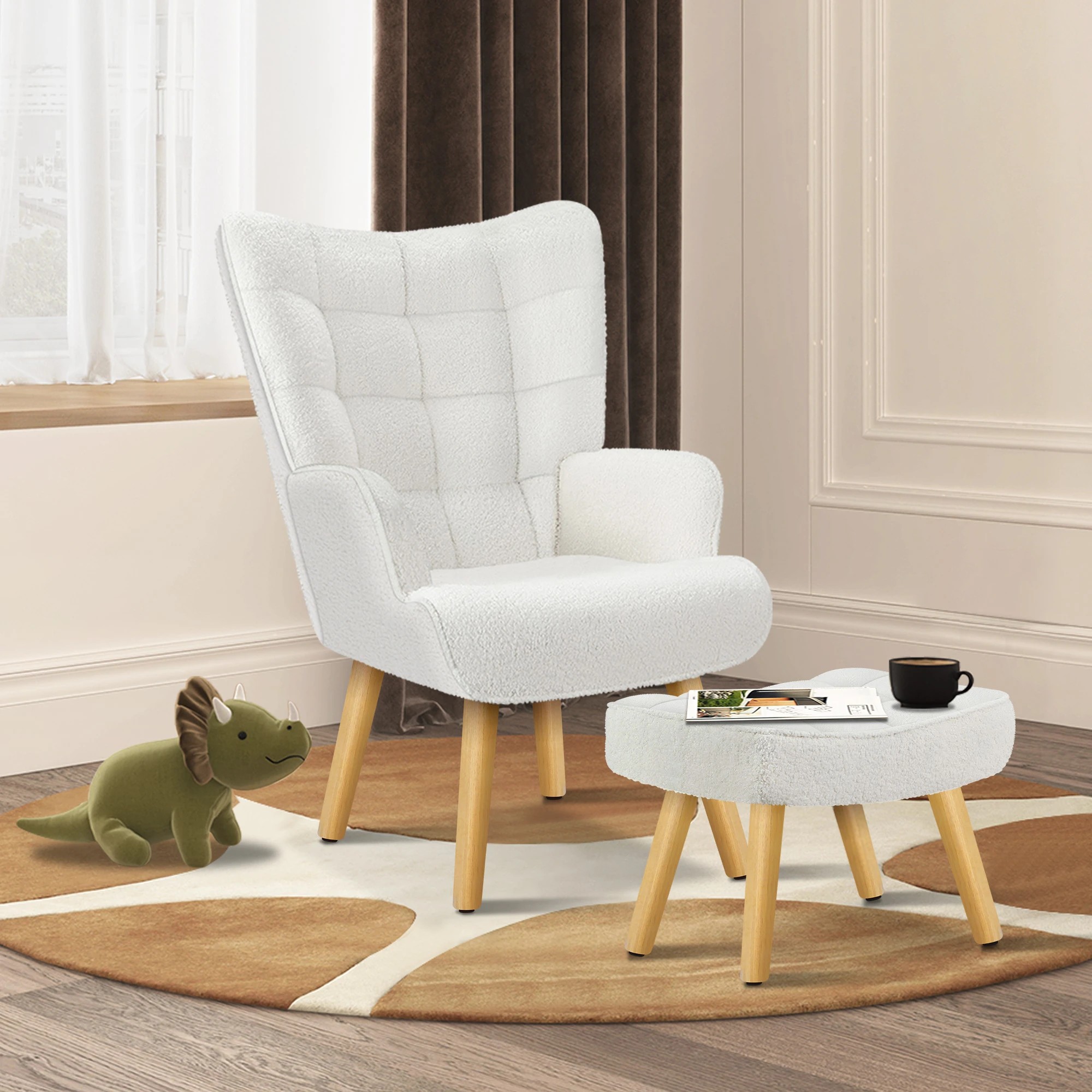 5 Alfordson Armchair Lounge Chair Featherston Replica Accent Chair Boucle - White, 5 of 10