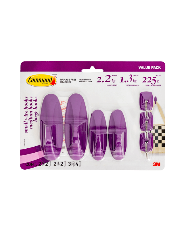 3M Command Coloured Hooks Mixed Pack - Candied 