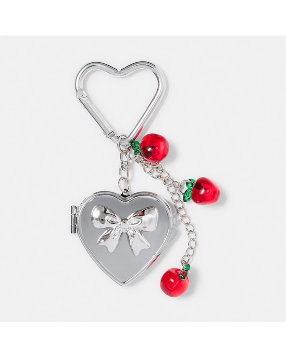 Locket Apple Bag Charm Keyring - Silver