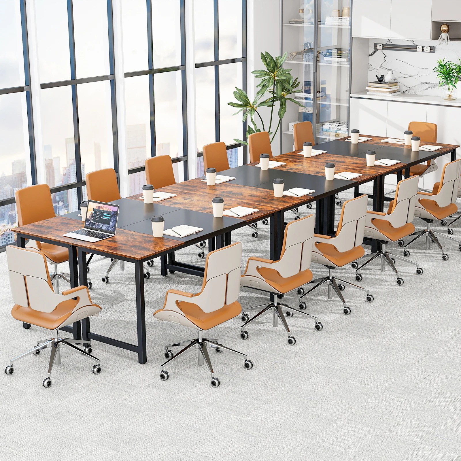 6 Costway 160cm Industrial Computer Desk Large Office Executive Desk, 6 of 7