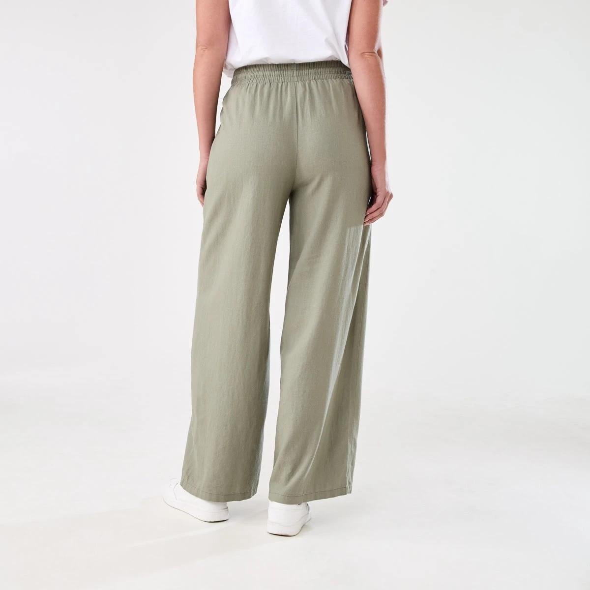 3 Linen Blend Wide Leg Pants LIGHT KHAKI, 3 of 5