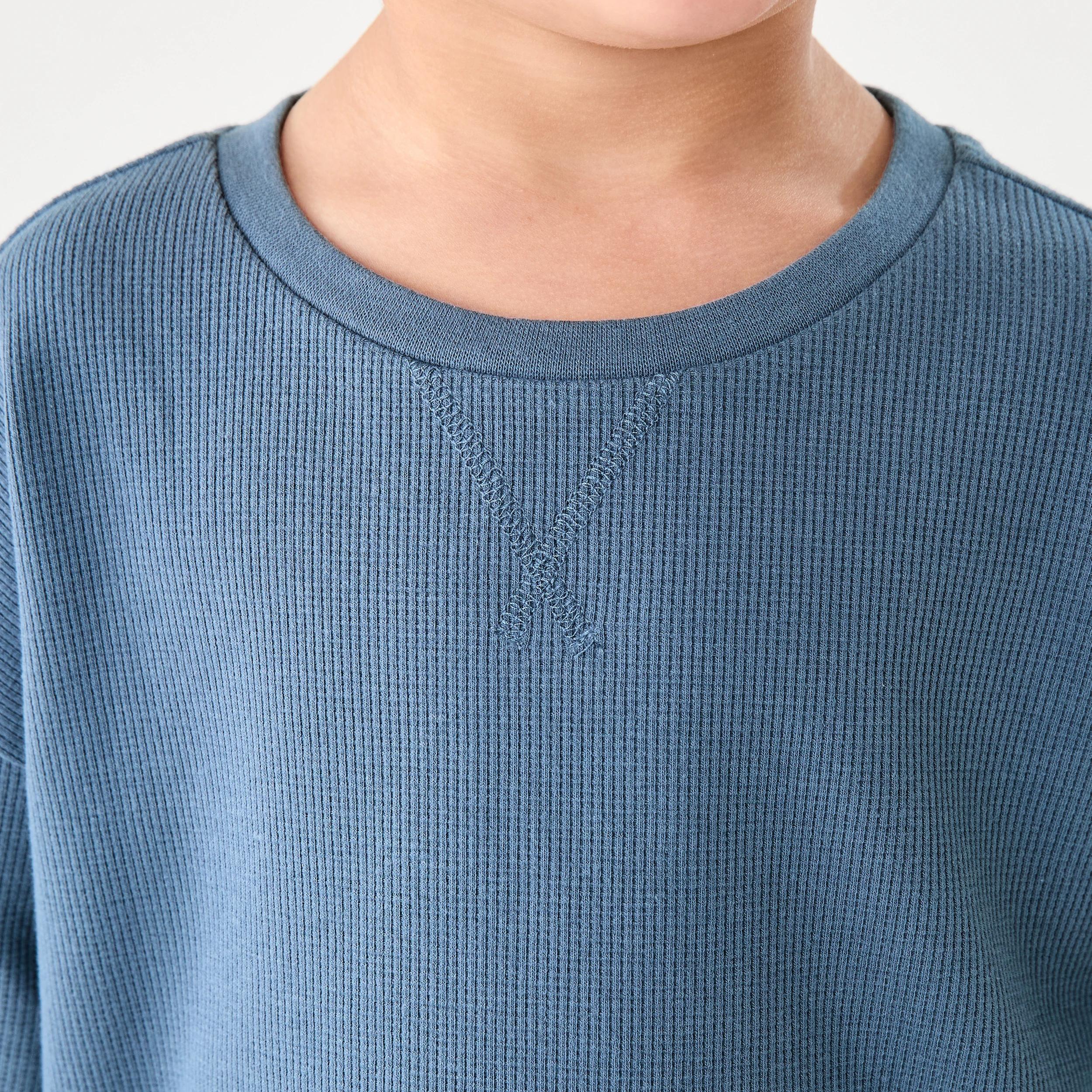 4 Short Sleeve Waffle Pyjama Set CHINA BLUE, 4 of 6