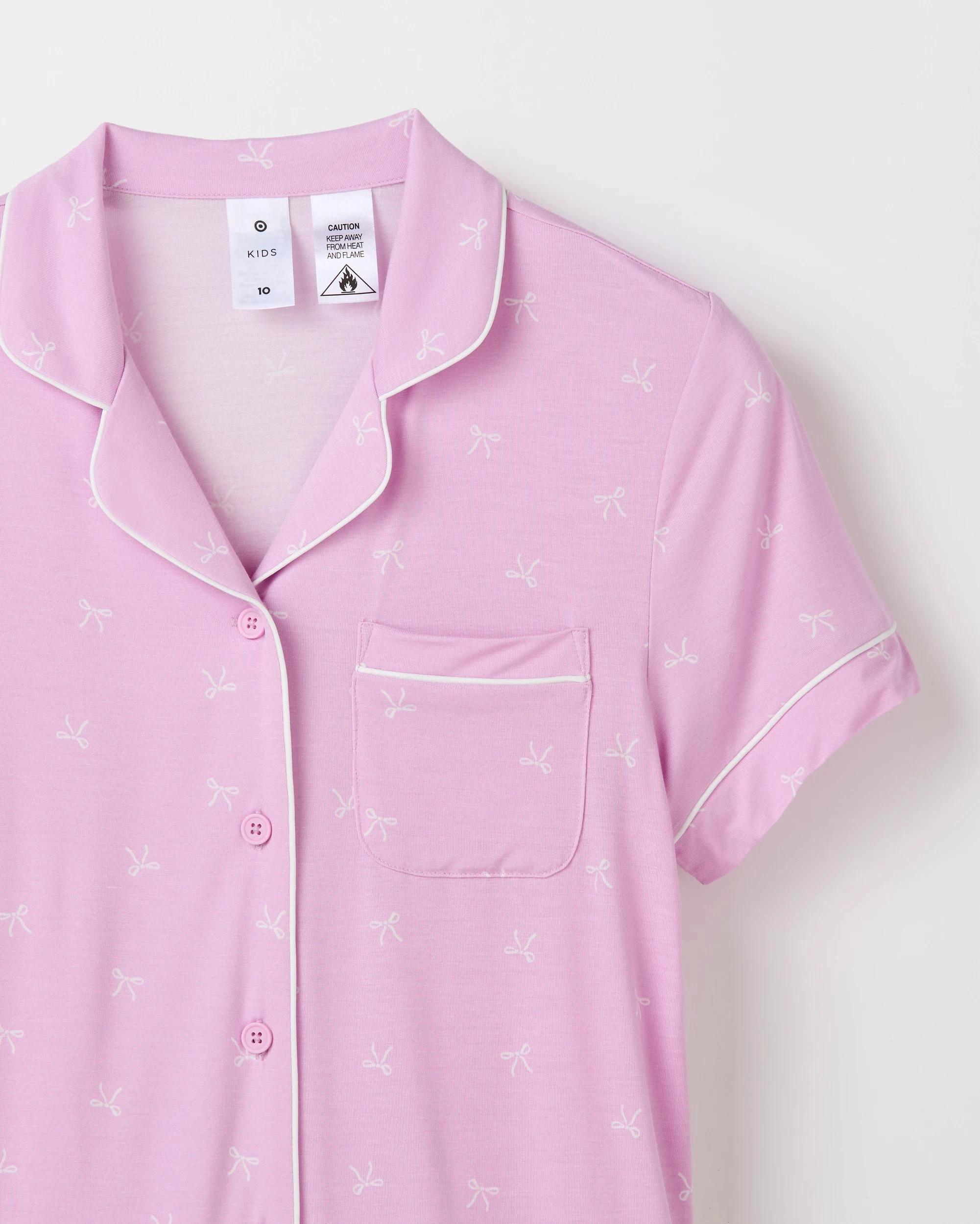 2 Target Kids Older Girls Short Sleeve Bamboo Button Through Pyjama Set PURPLE, 2 of 4