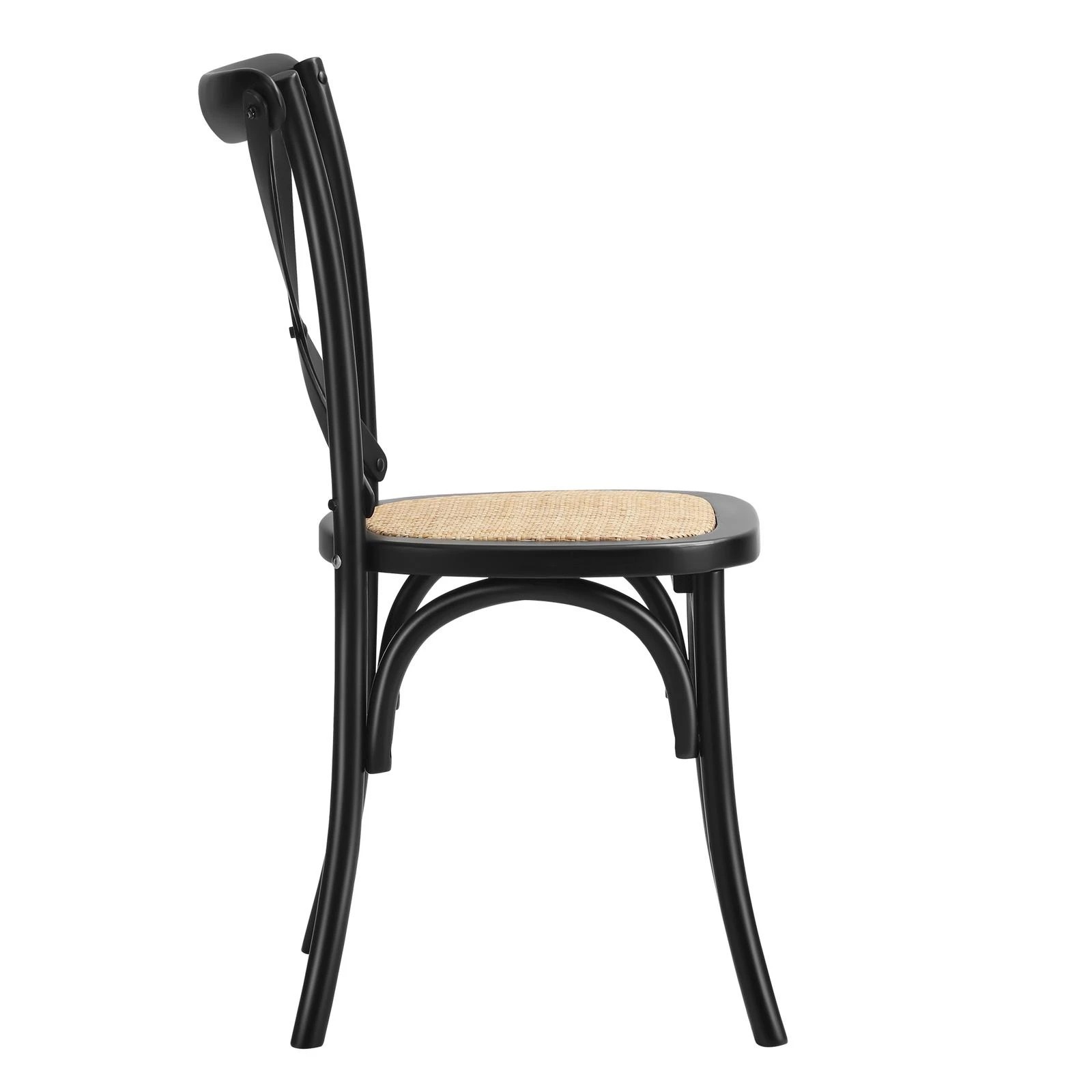 8 Oikiture 2pcs Crossback Dining Chair Solid Birch Timber Wood Ratan Seat
 - Black, 8 of 10