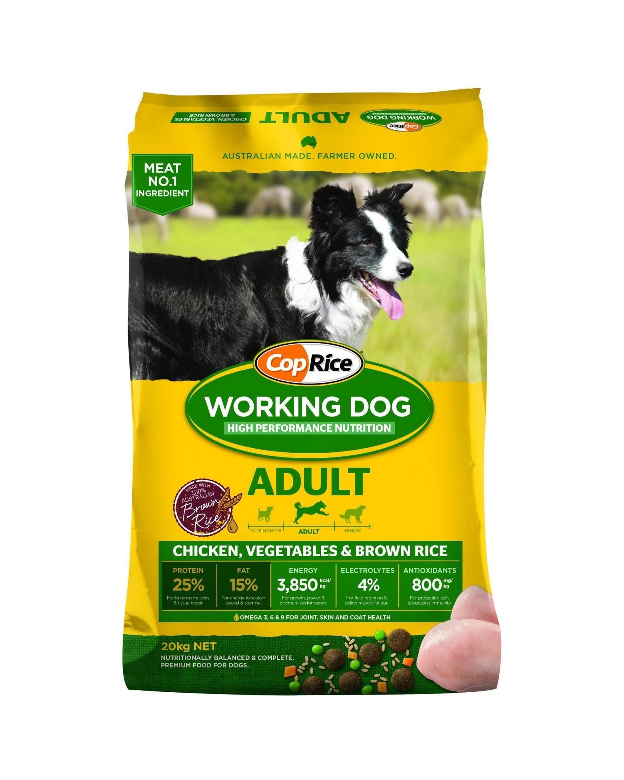 1 CopRice Working Dog Adult Dry Dog Food Chicken Vegetables & Brown Rice 20kg, 1 of 1