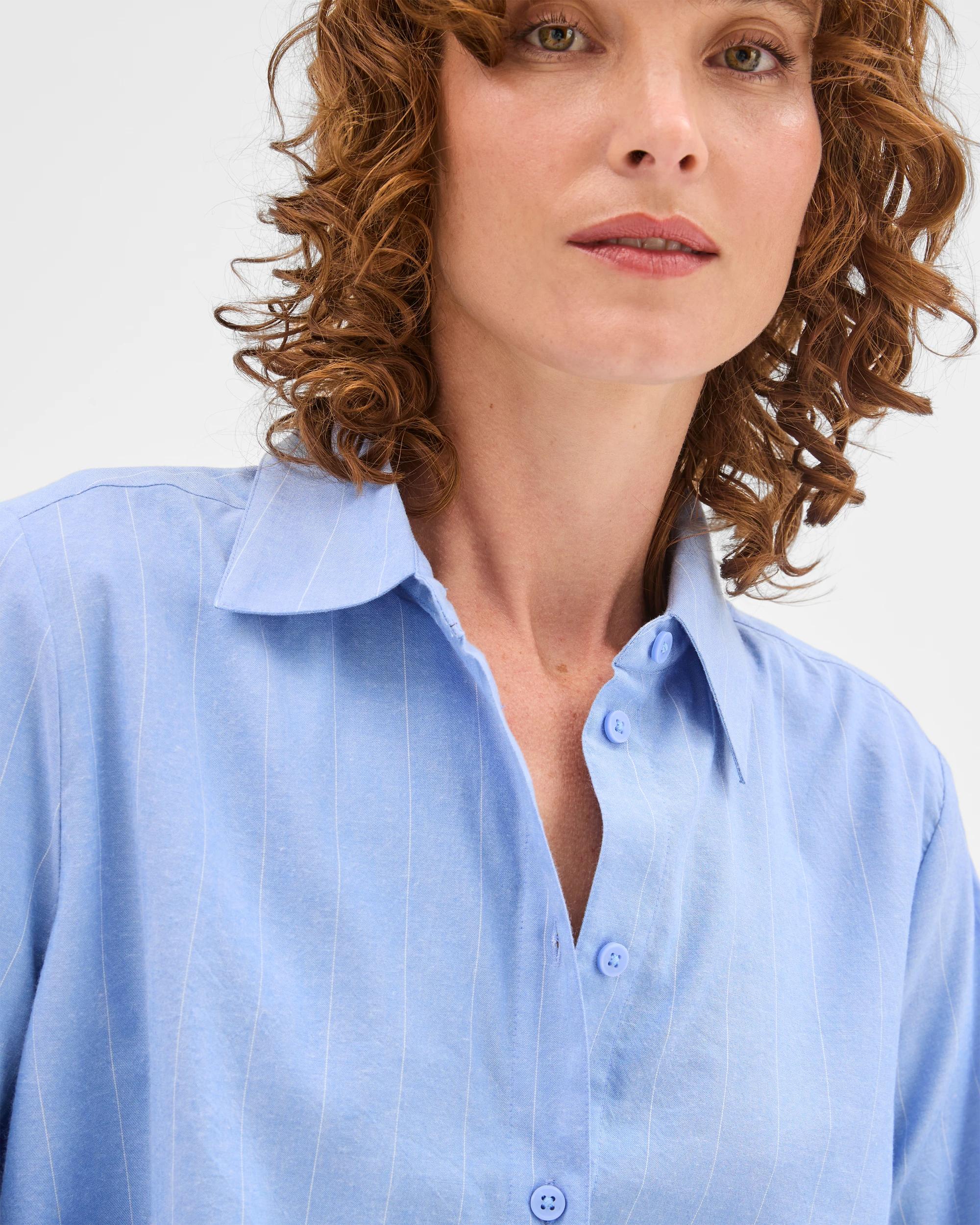 5 Target Woman Long Sleeve Tie Back Shirt PERIWINKLE STRIPE, 5 of 7