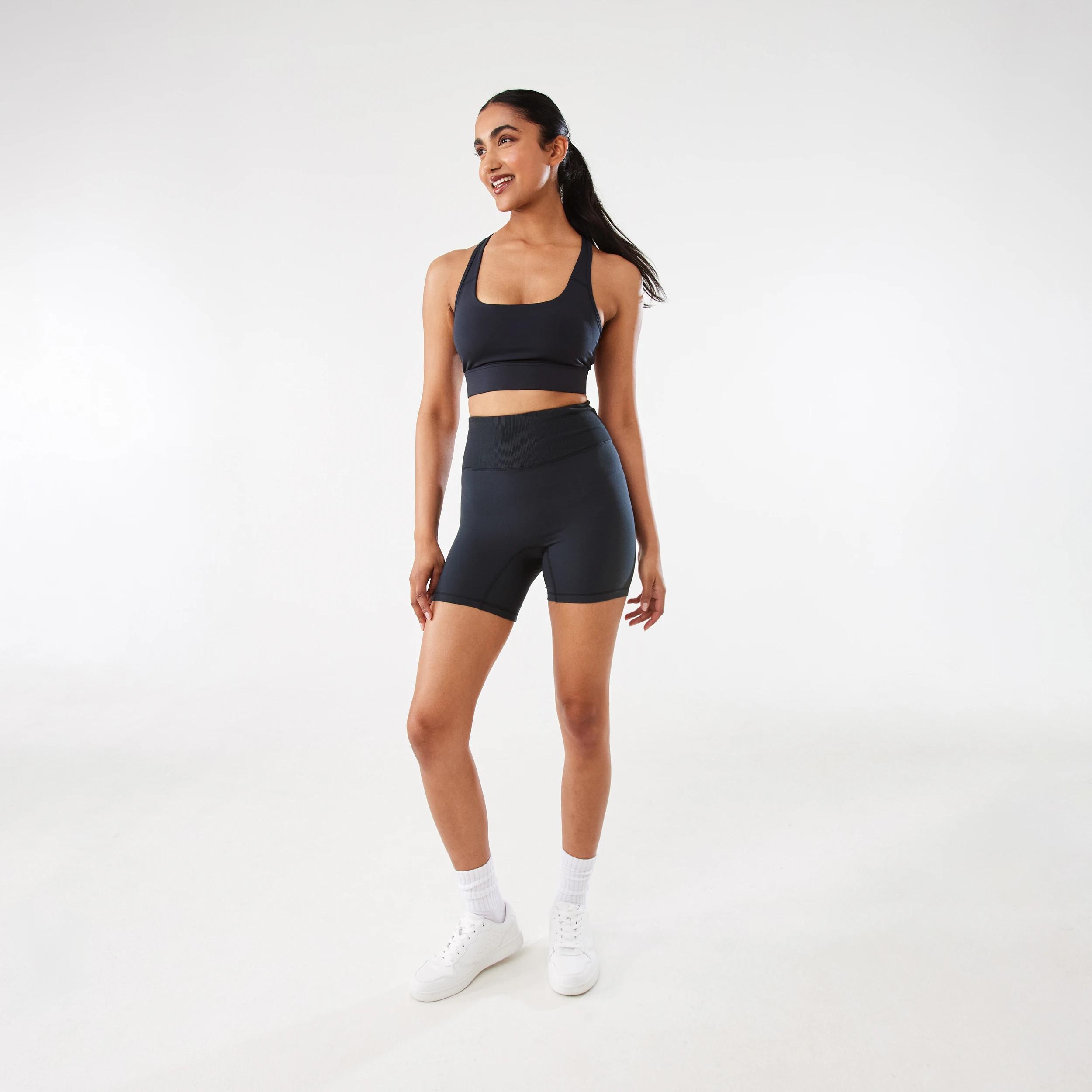 1 Active Womens Ribbed Waist Bike Shorts SHADE NAVY, 1 of 6