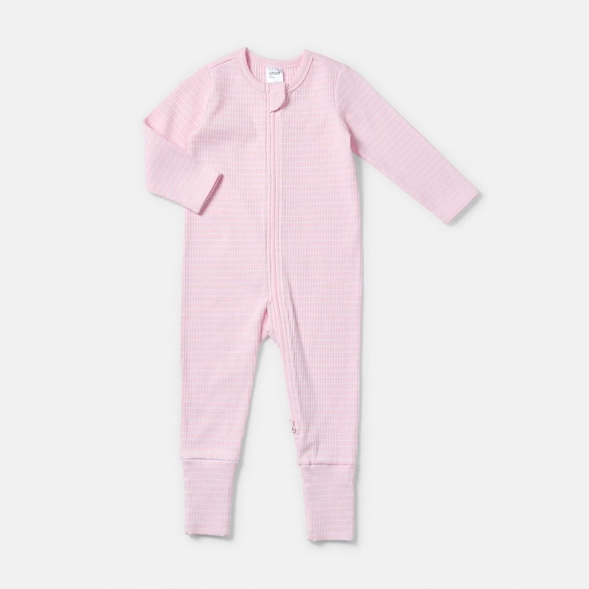 1 Rib Turn Cuff Coverall PINK STRIPES, 1 of 3