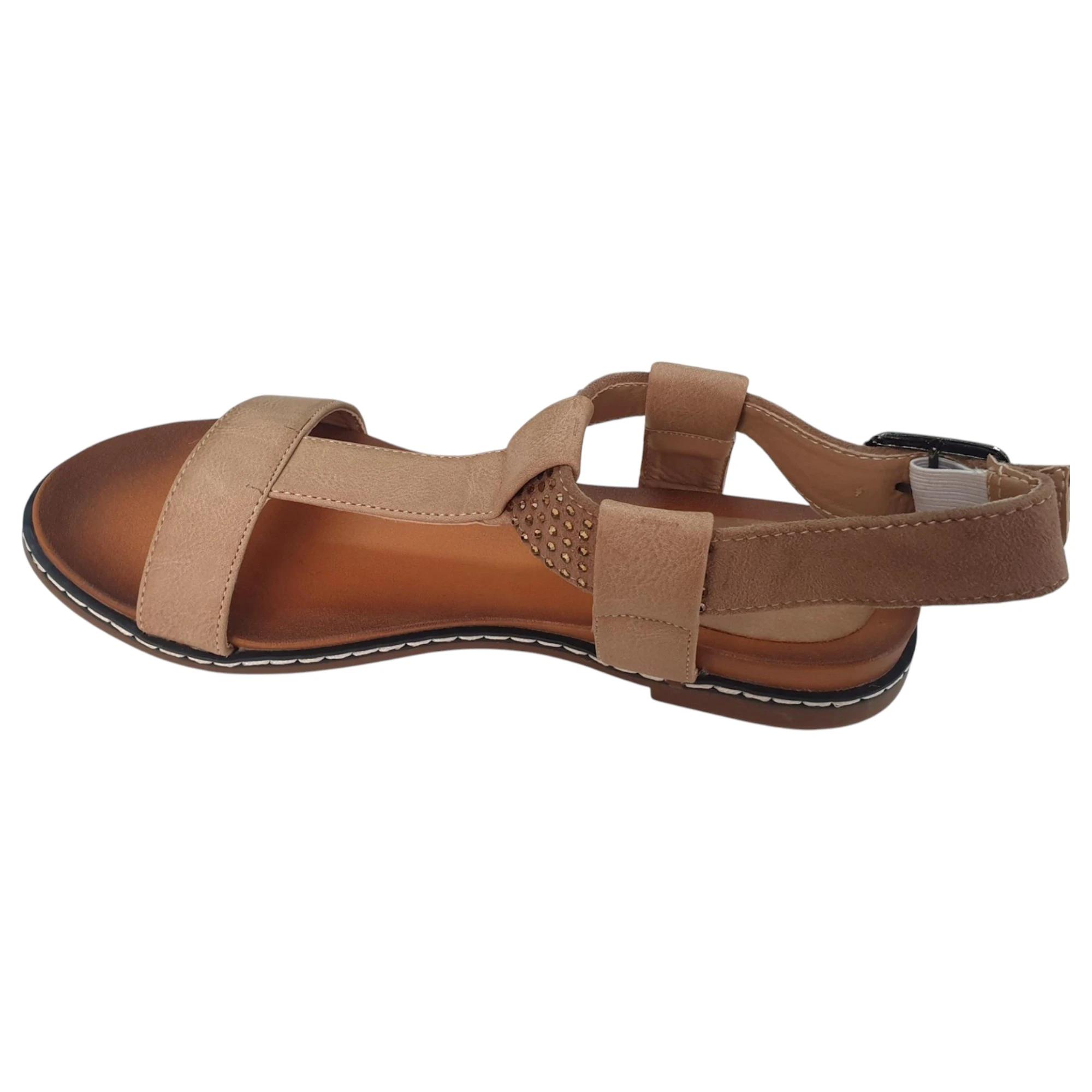 2 Grosby Womens Claudia Sandals Tan Beige Sandals Open Toe Sandal Summer Shoes TAN, 2 of 3