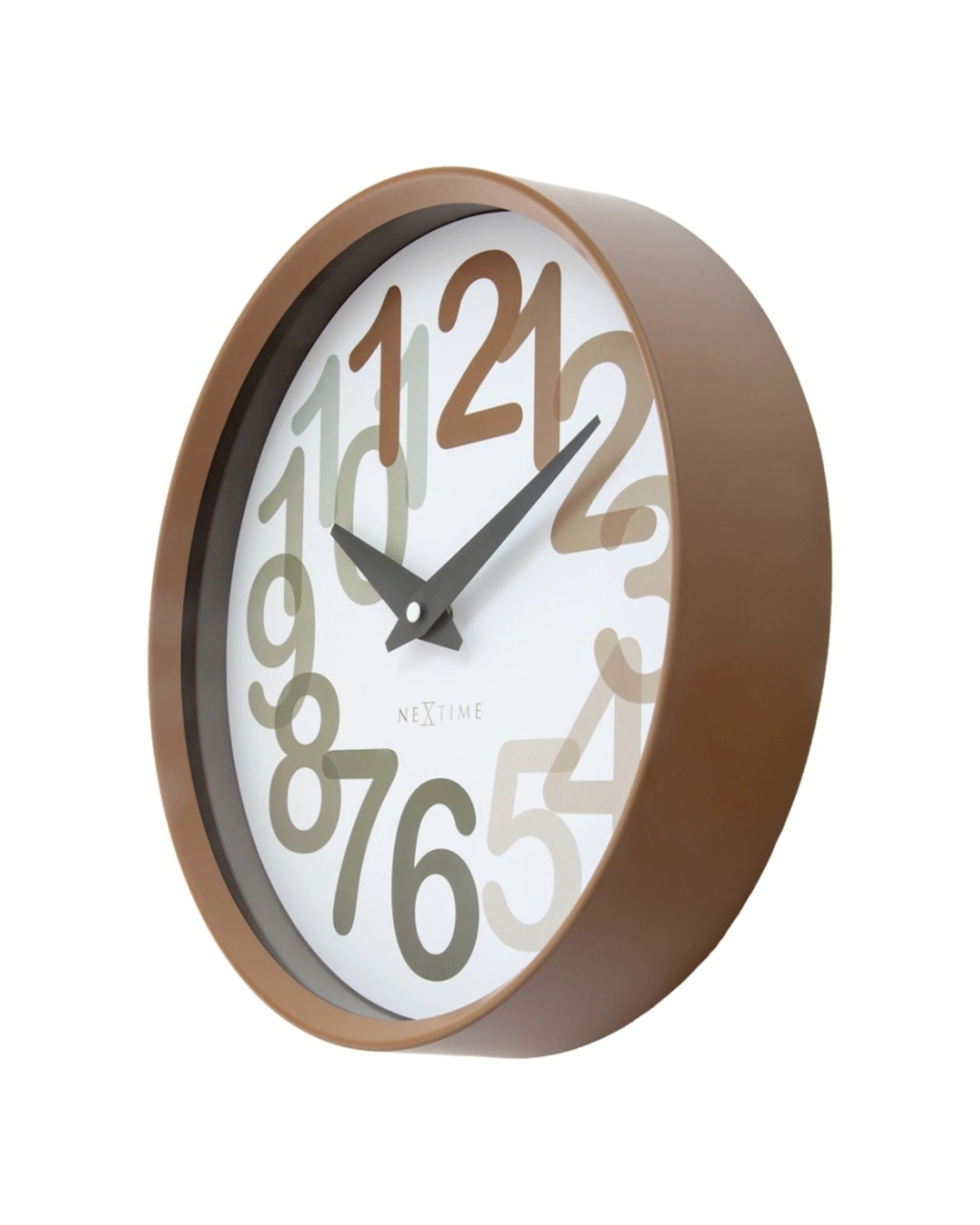 3 NeXtime Big Number Wall Clock Silent Analogue Modern Design 30cm Toffee - Brown, 3 of 7
