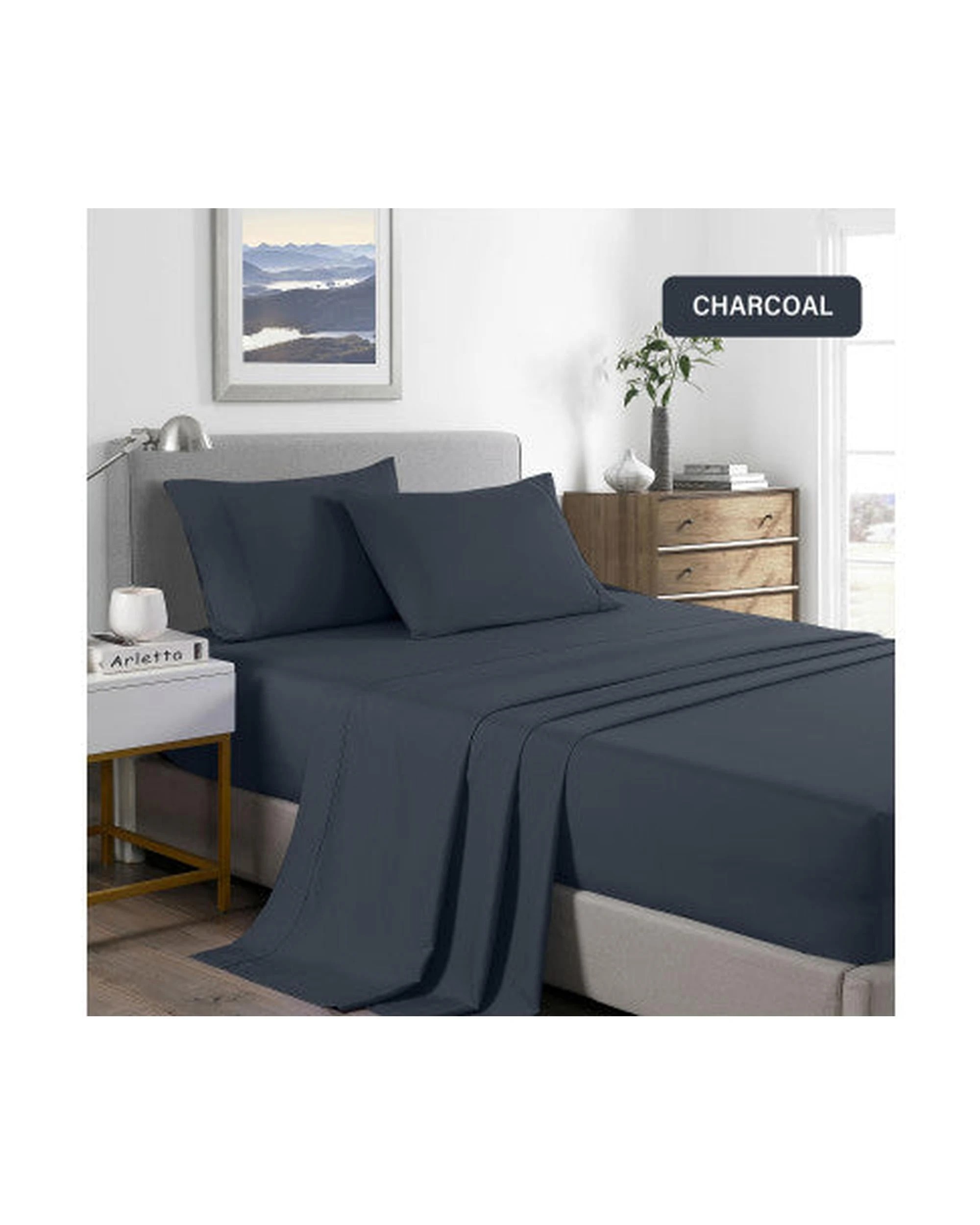 4 Royal Comfort 2000 Thread Count Bamboo Cooling Sheet Set Ultra Soft Bedding - Queen Bed - Charcoal, 4 of 4