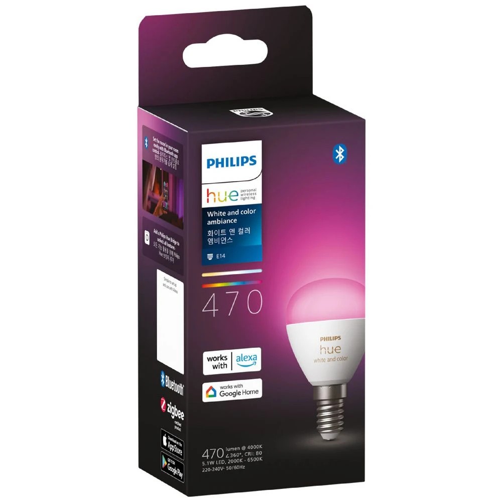 4 Philips Hue Lustre Smart Bulb P45 White/Colour Ambient E14, 4 of 4