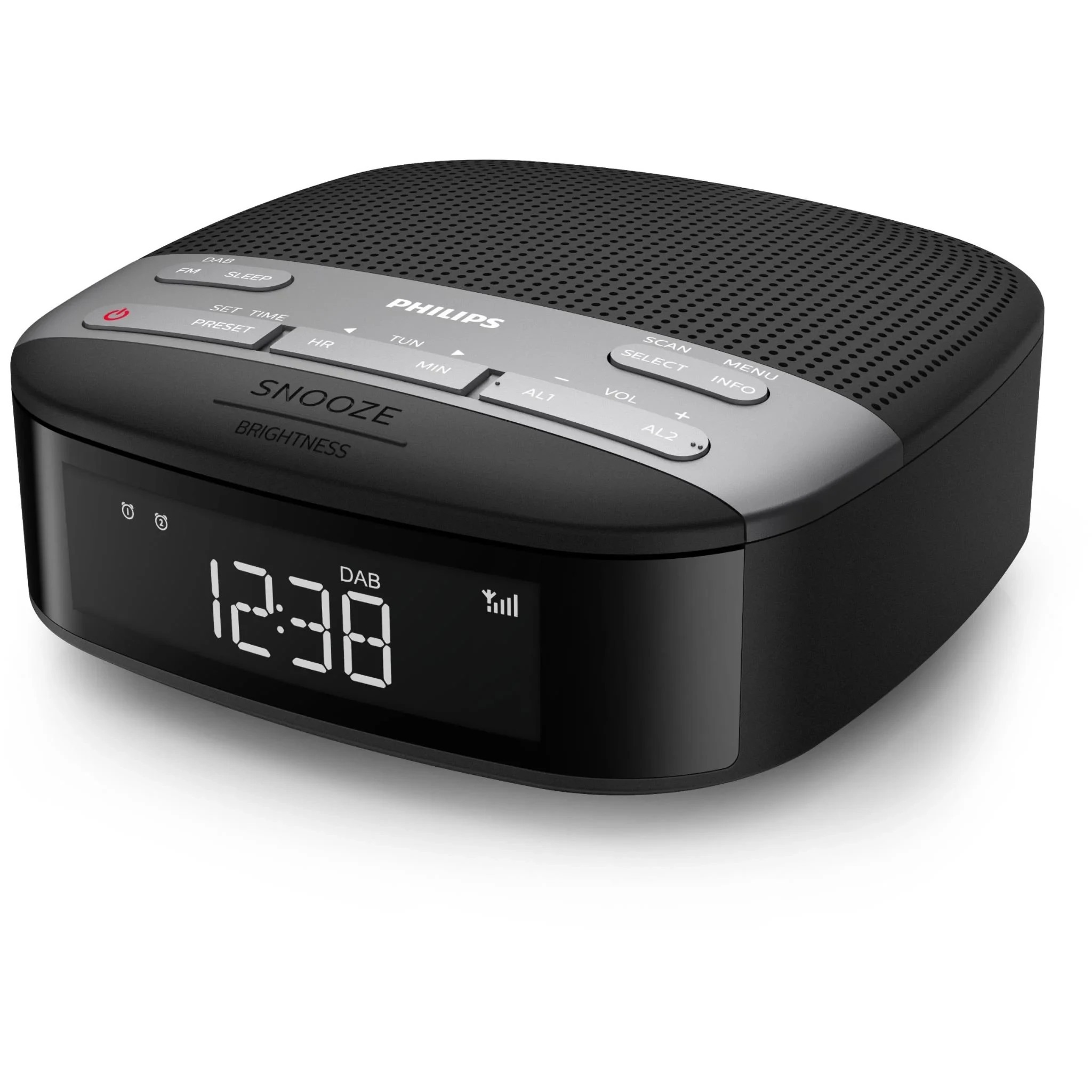 1 Philips DAB+ FM Clock Radio - Black, 1 of 3