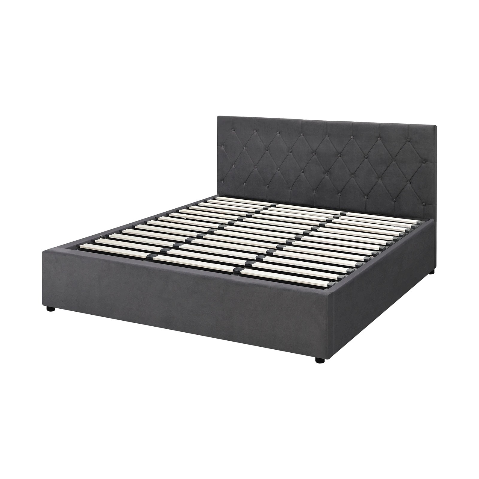 9 Oikiture King Bed Frame With Gas Lift Storage Base Velvet
 - Grey, 9 of 10