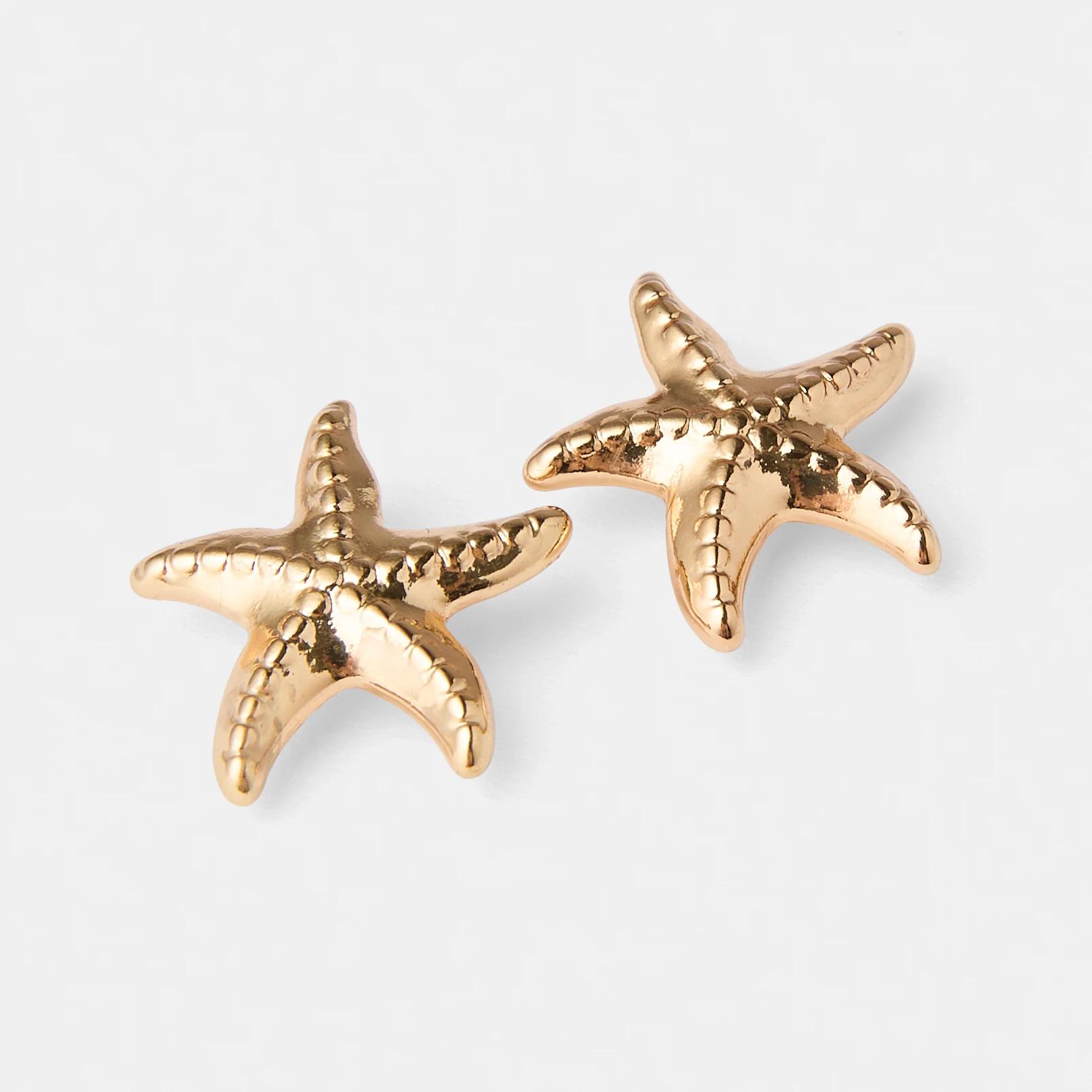 3 18K Gold Plated Starfish Stud Earrings Gold, 3 of 5