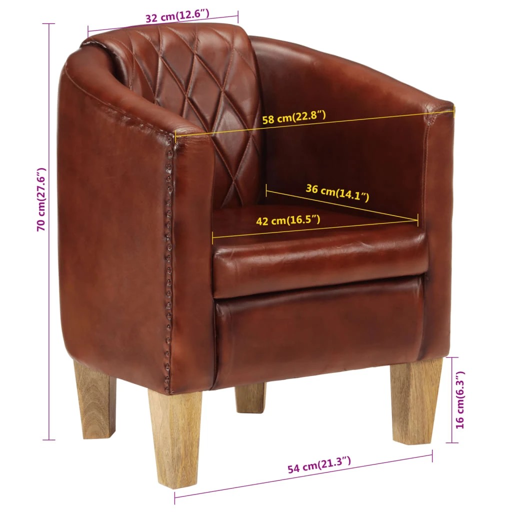 9 vidaXL tub chair Breathable Material - Brown, 9 of 9