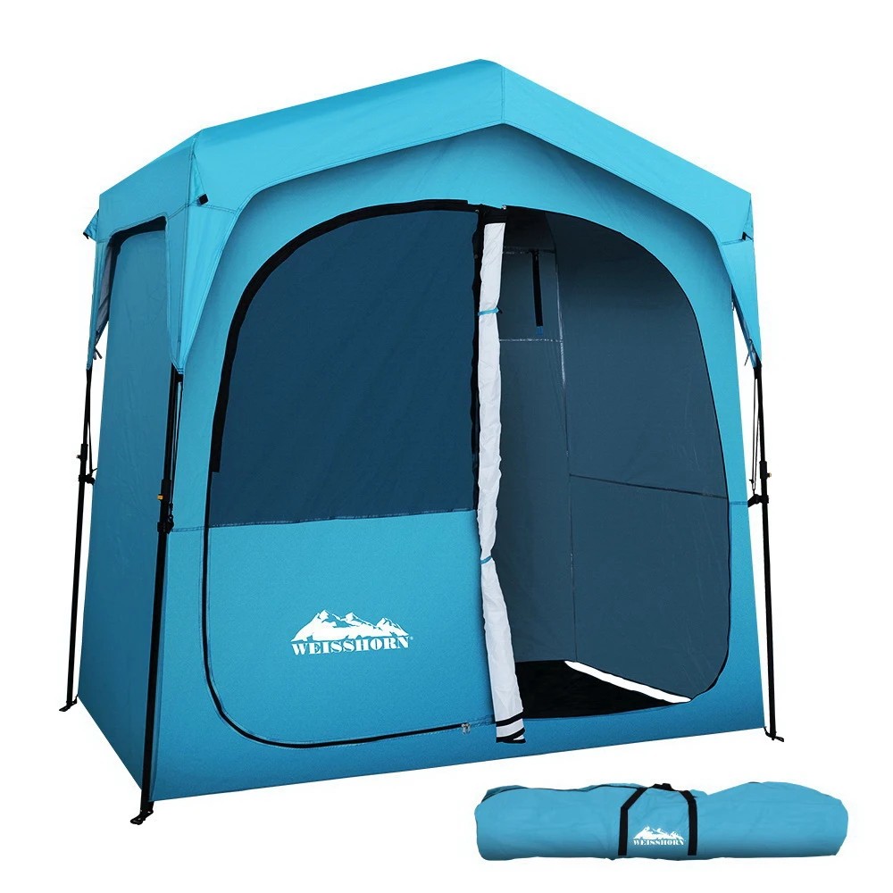 1 Weisshorn Double Camping Shower Toilet Tent Outdoor Fast Set Up Change - Blue, 1 of 6