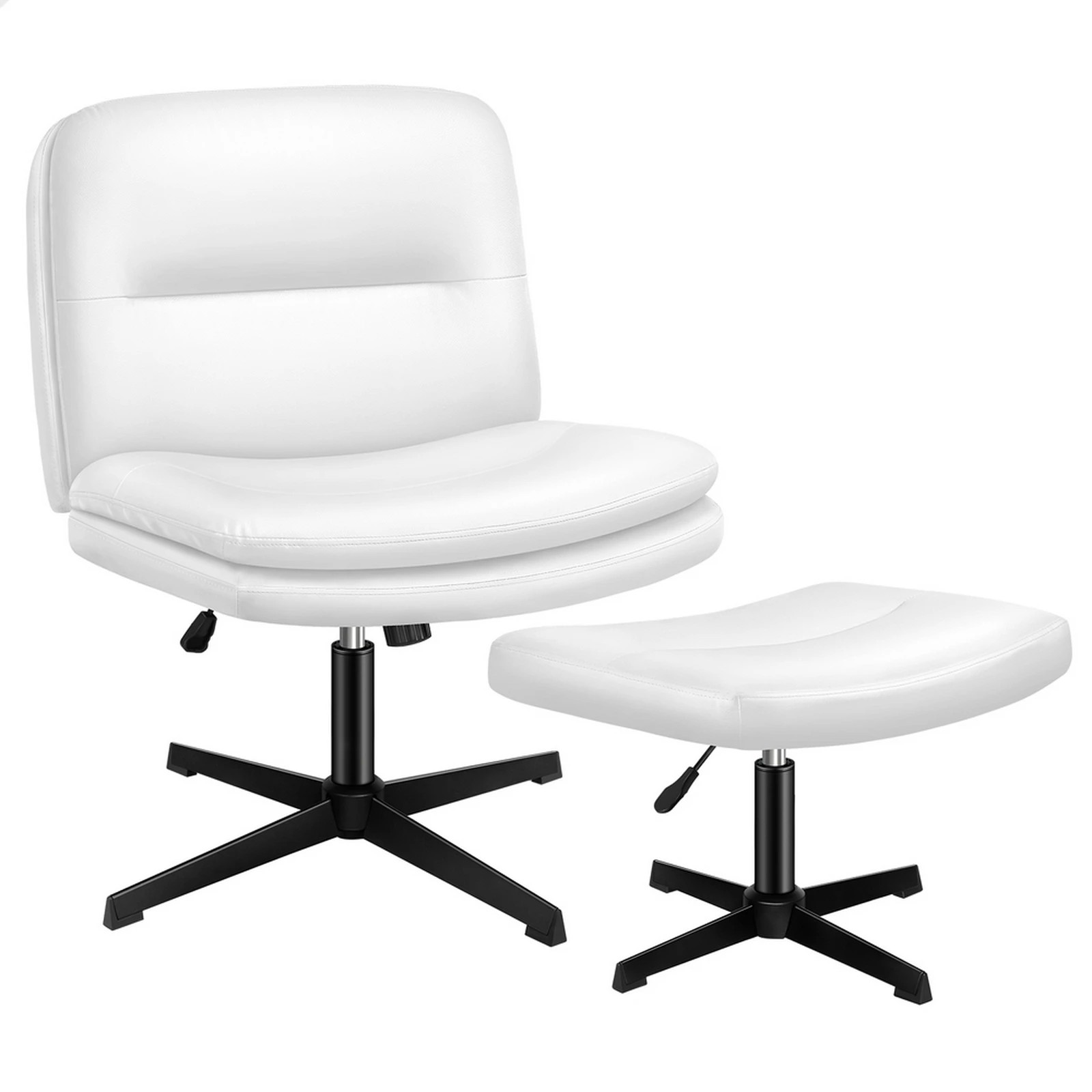 1 Alfordson Office Chair Computer Executive Seat Work Ottoman PU Leather - White, 1 of 10