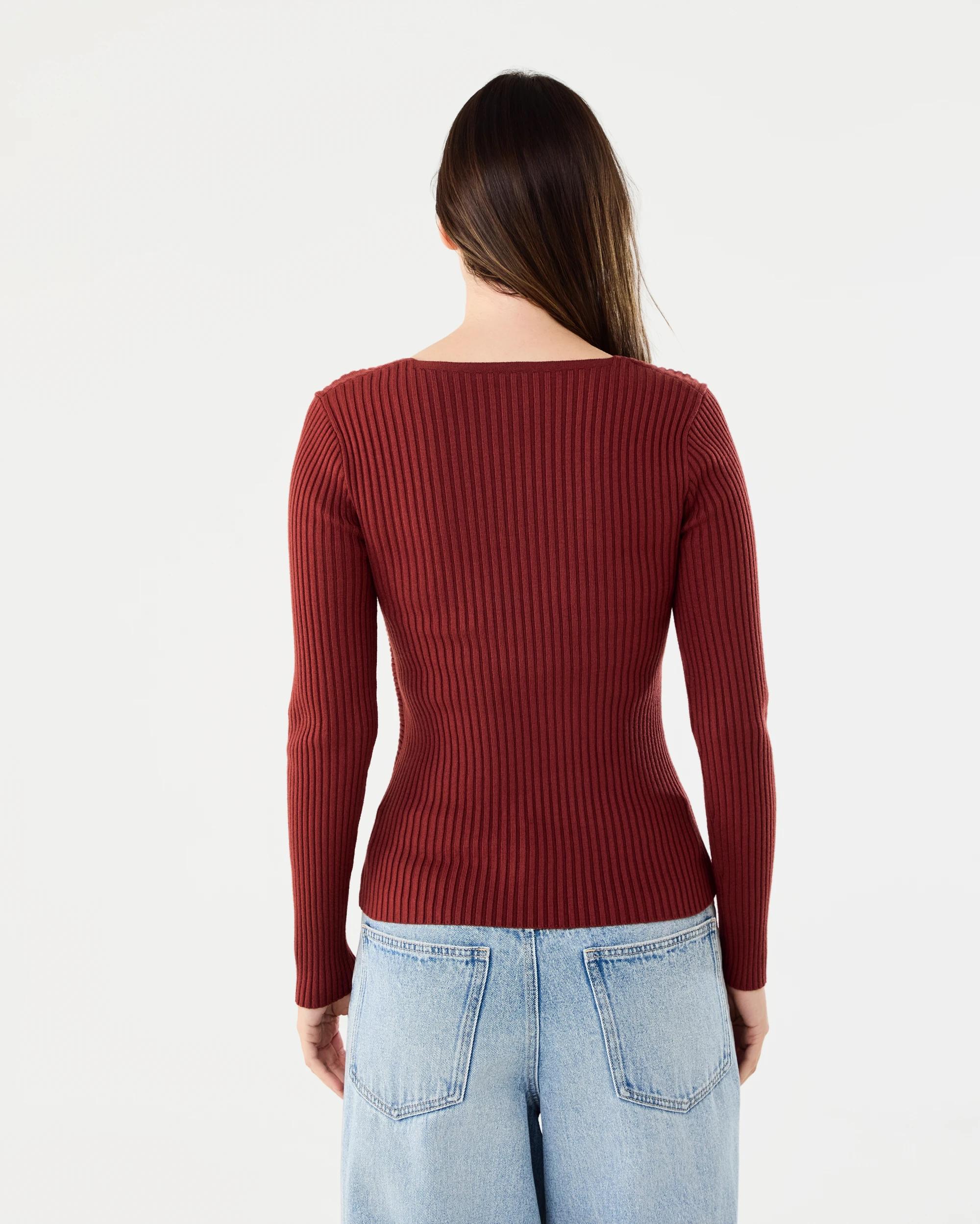 3 Long Sleeve Wrap Top Burnt Rust, 3 of 6
