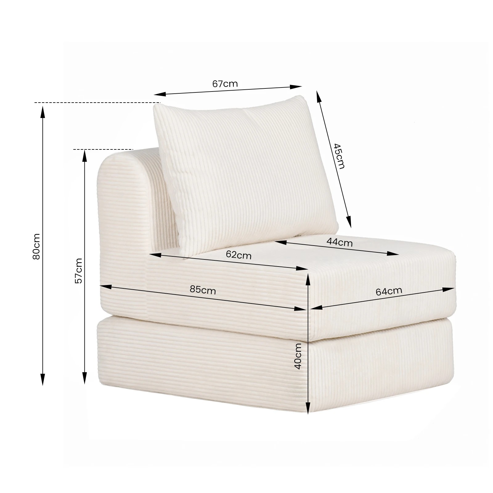 2 Advwin Stackable Sofa Lounger 2-in-1 Convertible Lounger Chair - Beige, 2 of 4