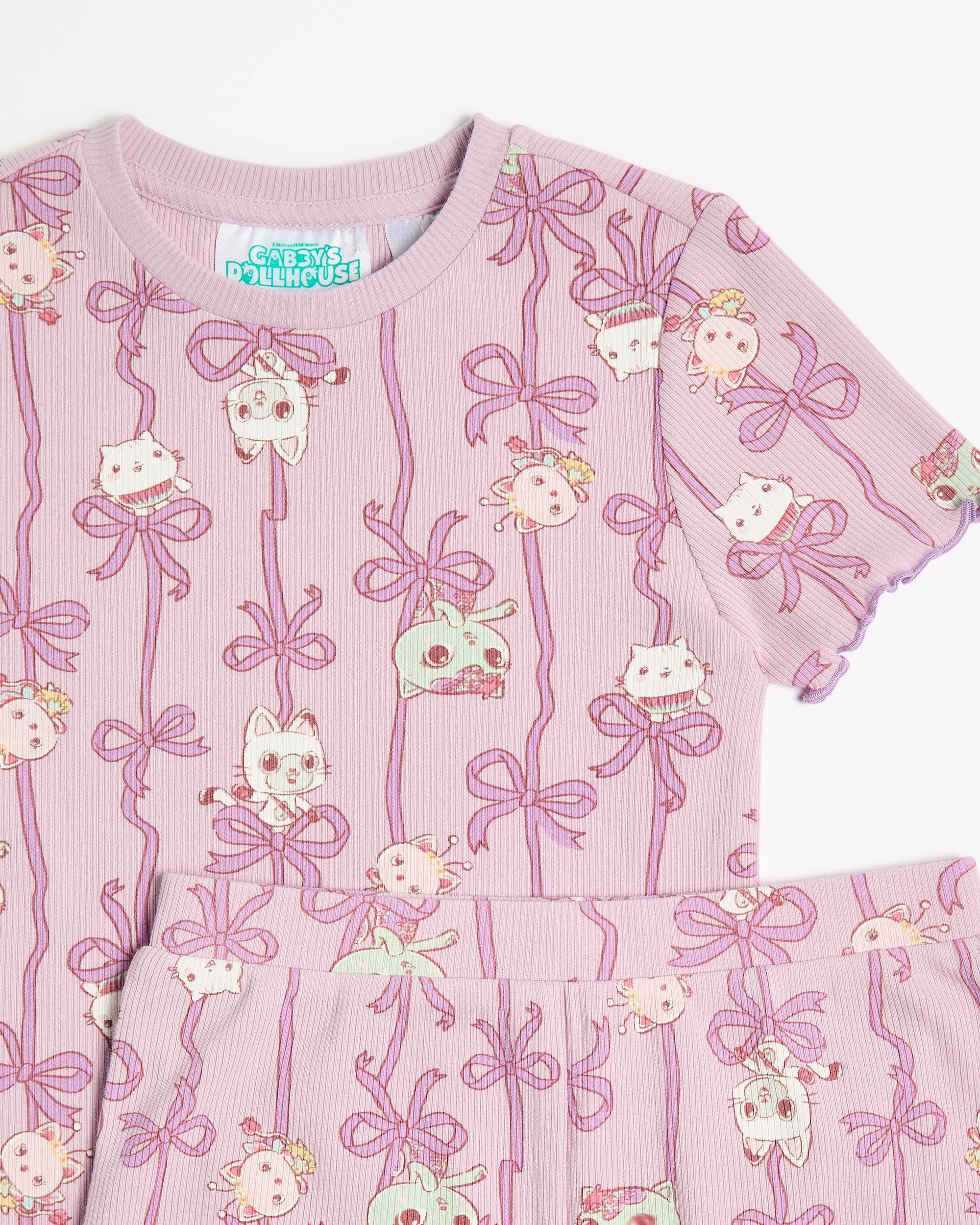 7 Gabby's Dollhouse Younger Girls Rib Short Pyjama Set PURPLE, 7 of 8