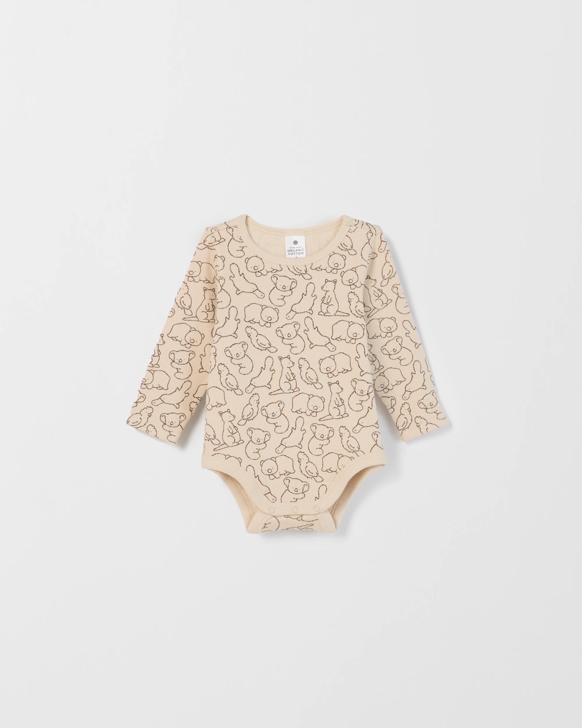 4 Target Baby Organic Cotton 3 Pack Long Sleeve Rib Bodysuit ANIMALS, 4 of 5