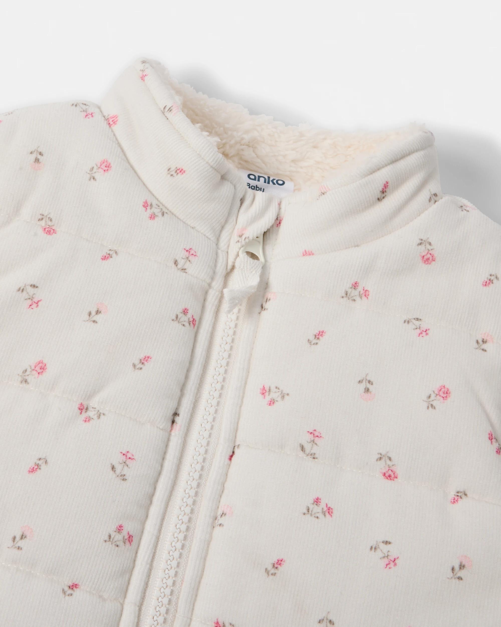 3 Cord Puffer Vest Whte Flrl, 3 of 3