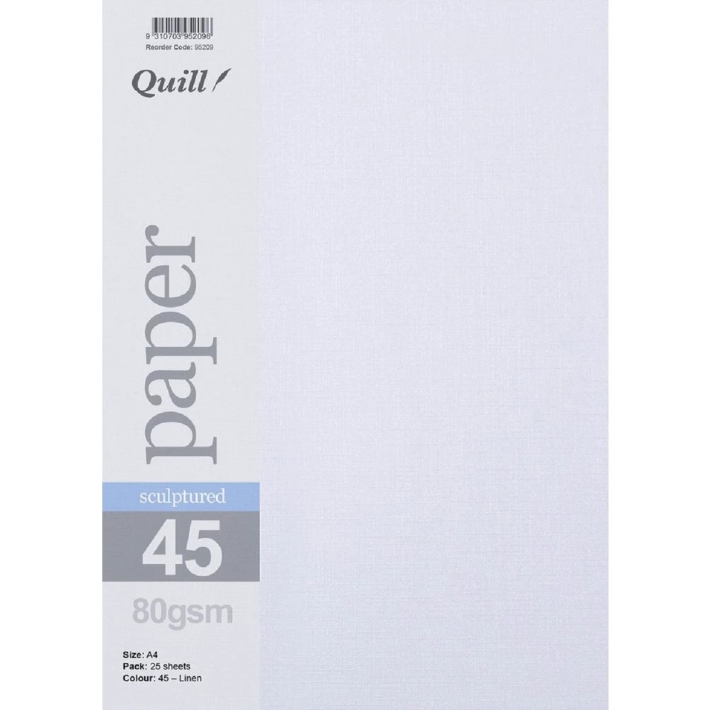 1 Quill Sculptured 80gsm A4 Paper Linen 25 Pack, 1 of 3