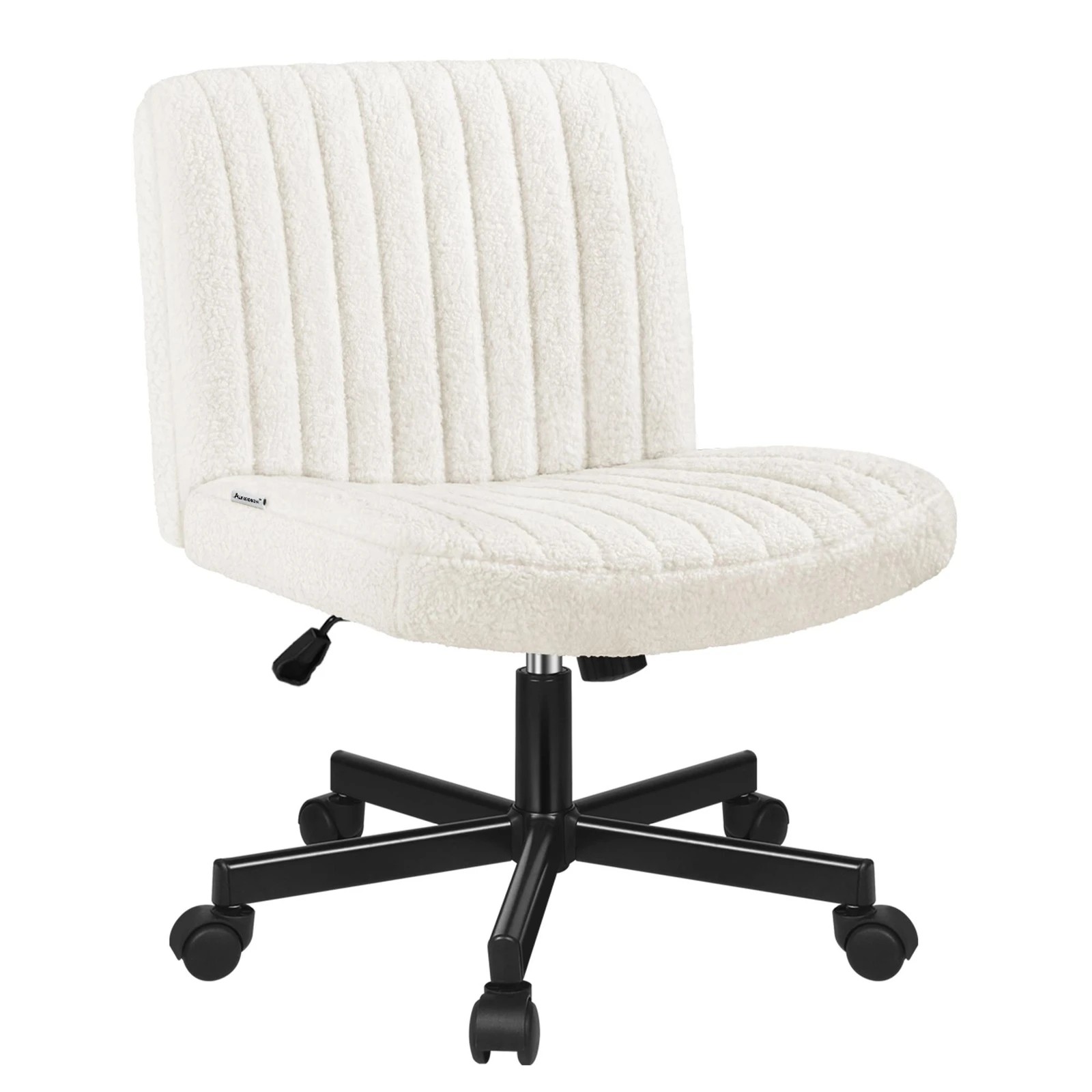 1 Alfordson Office Desk Chair Computer Armless Wide Seat Mid Back Boucle - White, 1 of 9