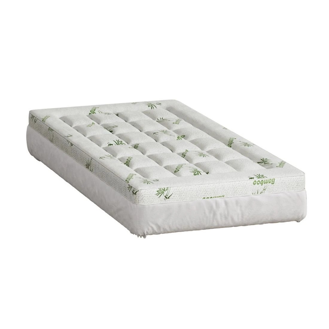 1 Giselle Bedding Mattress Topper Pillowtop Bamboo 7.5cm Single - Single Bed - White, 1 of 5