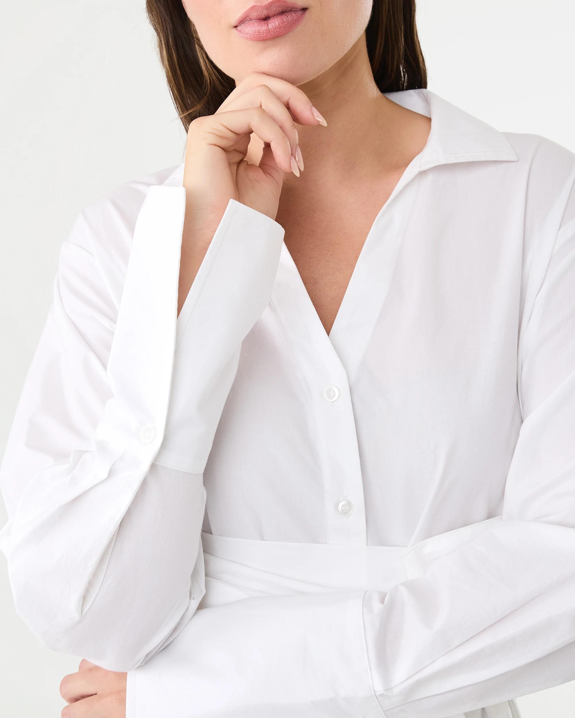 7 Long Sleeve Wrap Waist Shirt White, 7 of 8